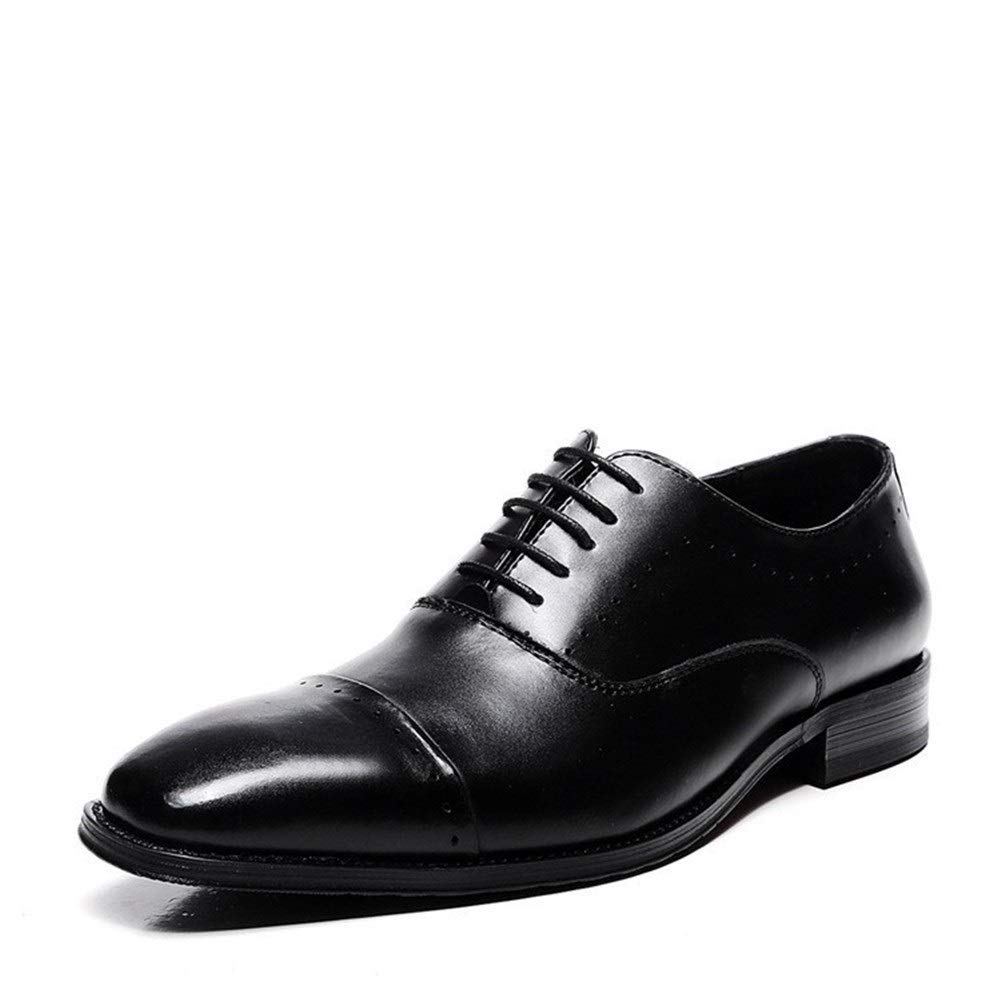 Men's Leather Dress Shoes - Oxford Formal Lace Up Cap Toe Anti-Slip Rubber Sole Slip Resistant Shoes for Business, Wedding & Party Occasions