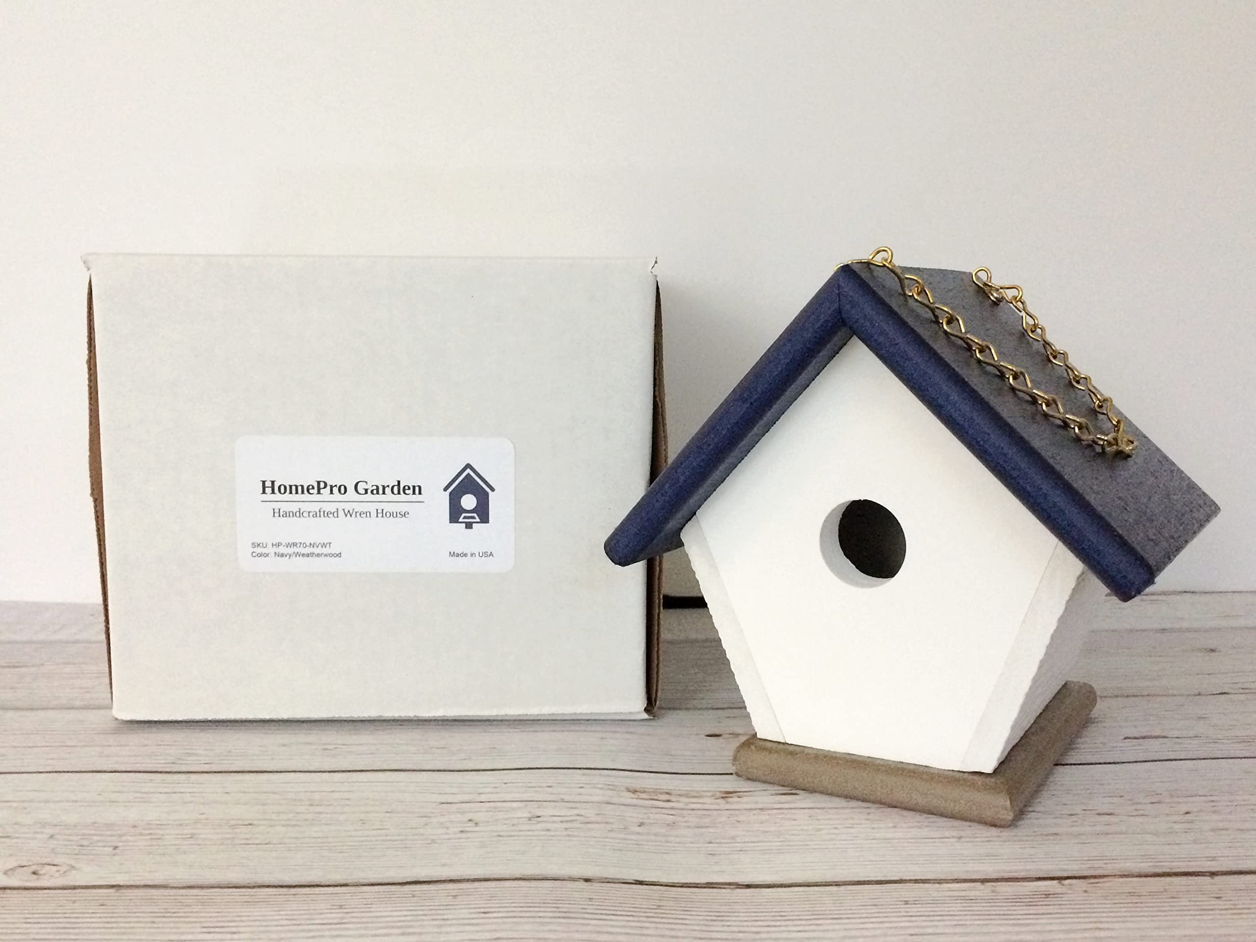 HomePro Garden Hanging Wren House - Durable Navy Blue Poly Lumber Bird House for Outdoor Use | Attracts Wrens & Small Birds | Perfect for Backyards, Gardens & Patios