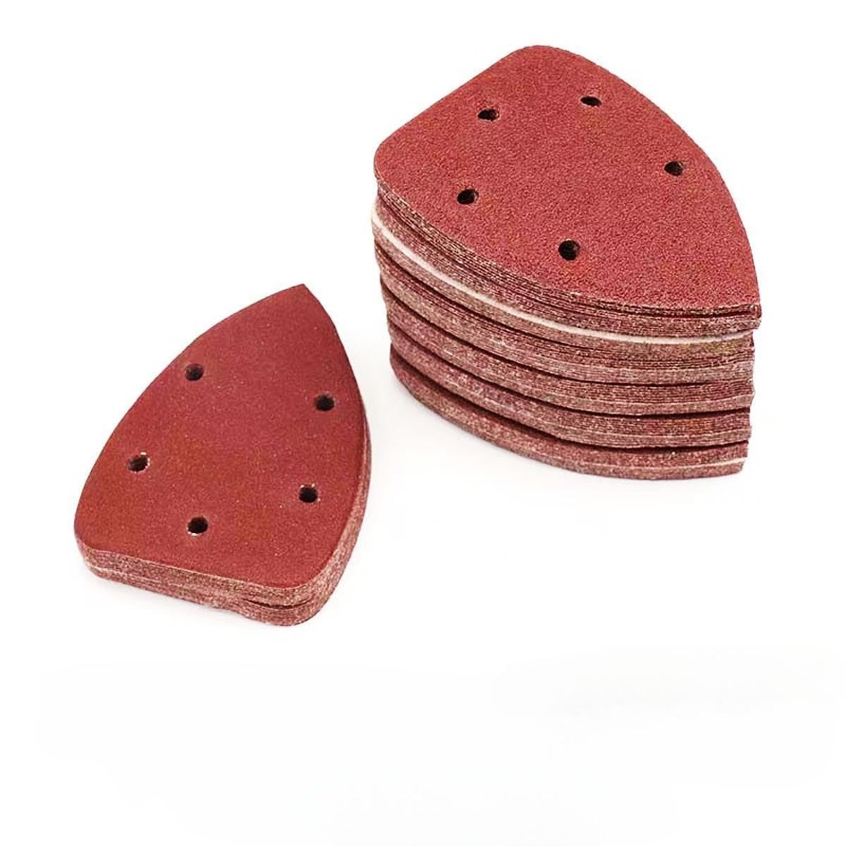 50-Pack 140mm Mouse Detail Sander Sandpaper Sheets - Hook & Loop Backing with 5 Holes - 60/80/120/180/240 Grit Assortment for Woodworking, Furniture Repair & DIY Projects