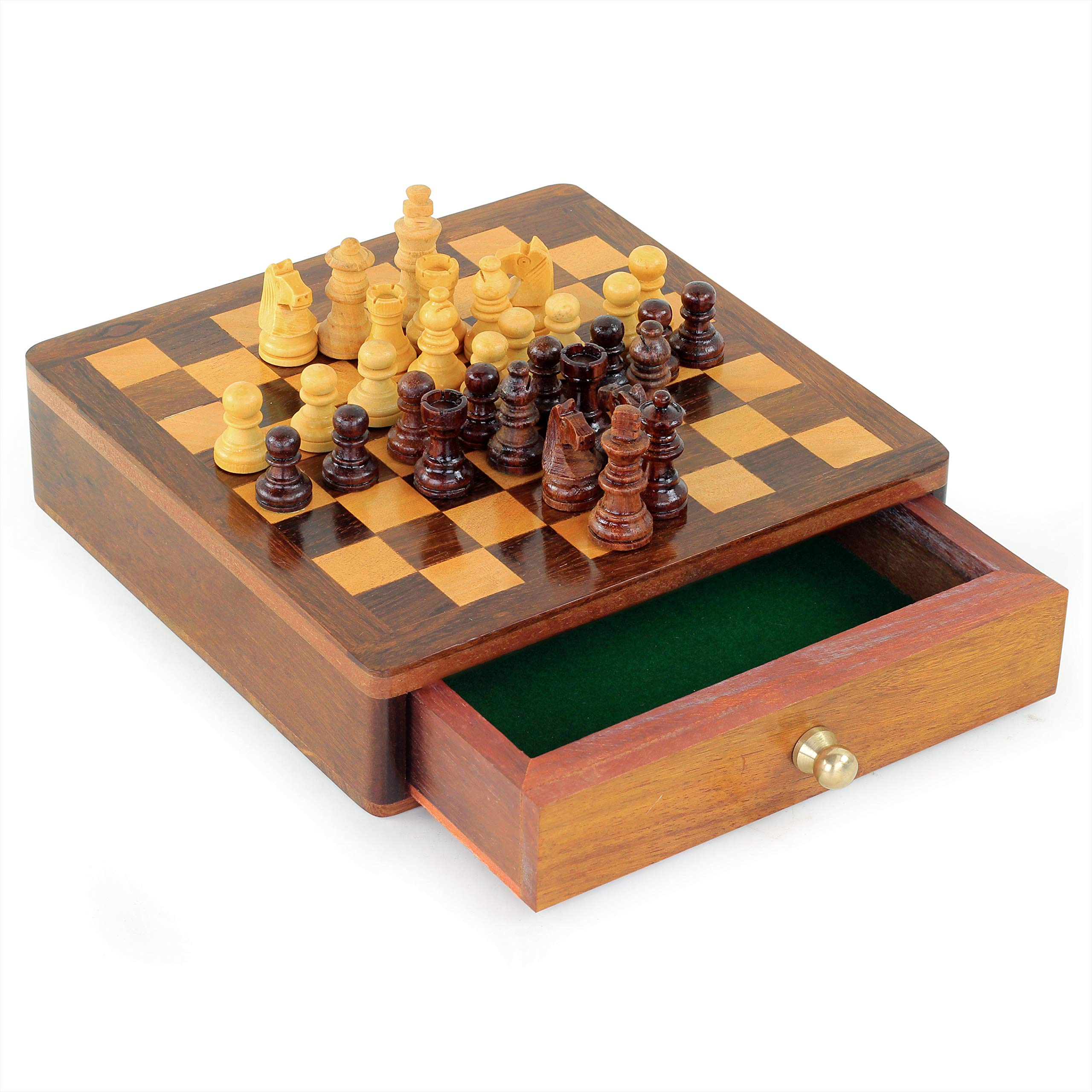 Premium Wooden Chess Board with Storage Drawer - Classic Strategy Board Game for Adults & Kids by Nagina International - Perfect for Home, Office, and Gifts