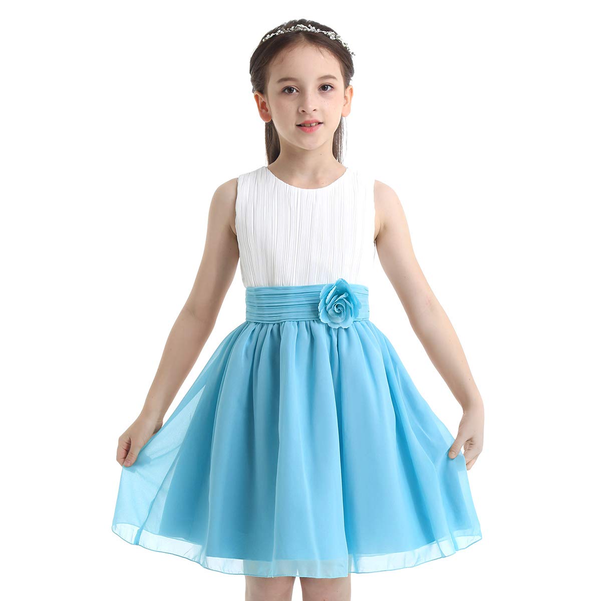 ACSUSS Girls' Flower Girl Dress for Weddings, Pageants & Birthday Parties - Princess Chiffon Tutu Bridesmaid Dress (Perfect for Flower Girls, Junior Bridesmaids & Special Occasions)