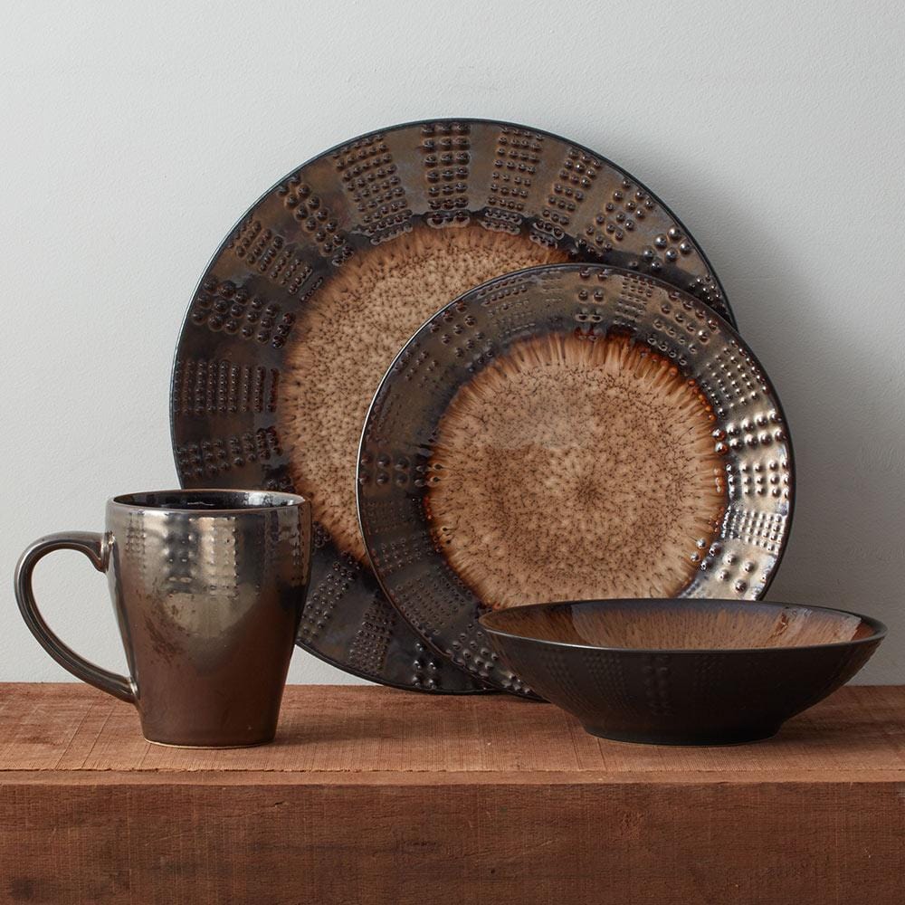 Verona 16-Piece Dinnerware Set for 4 - Porcelain Plates, Bowls & Mugs - Elegant Dinnerware for Family Meals, Dinner Parties & Holiday Entertaining