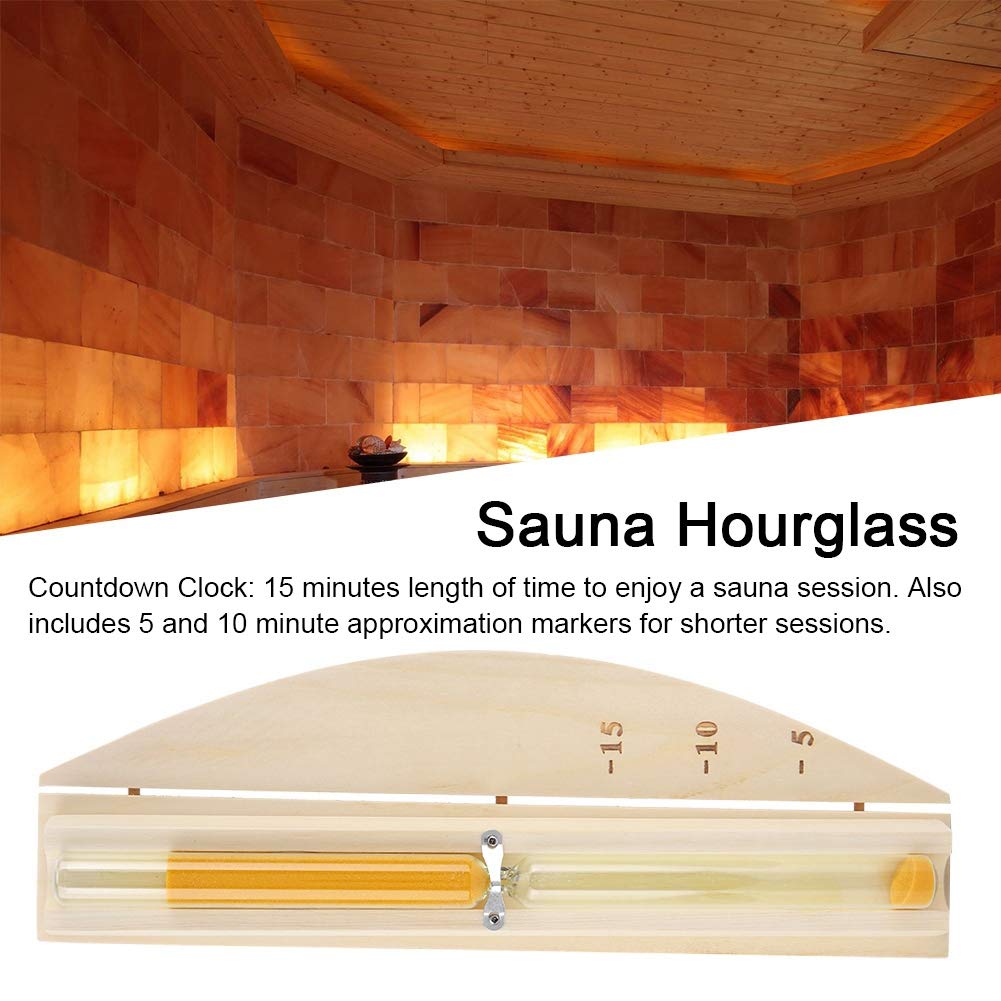 Luxury 15-Minute Hourglass Sand Timer for Sauna - Premium Wood & Glass Design - Functional & Decorative Sauna Accessory - Perfect for Spa, Steam Room, and Relaxation Therapy