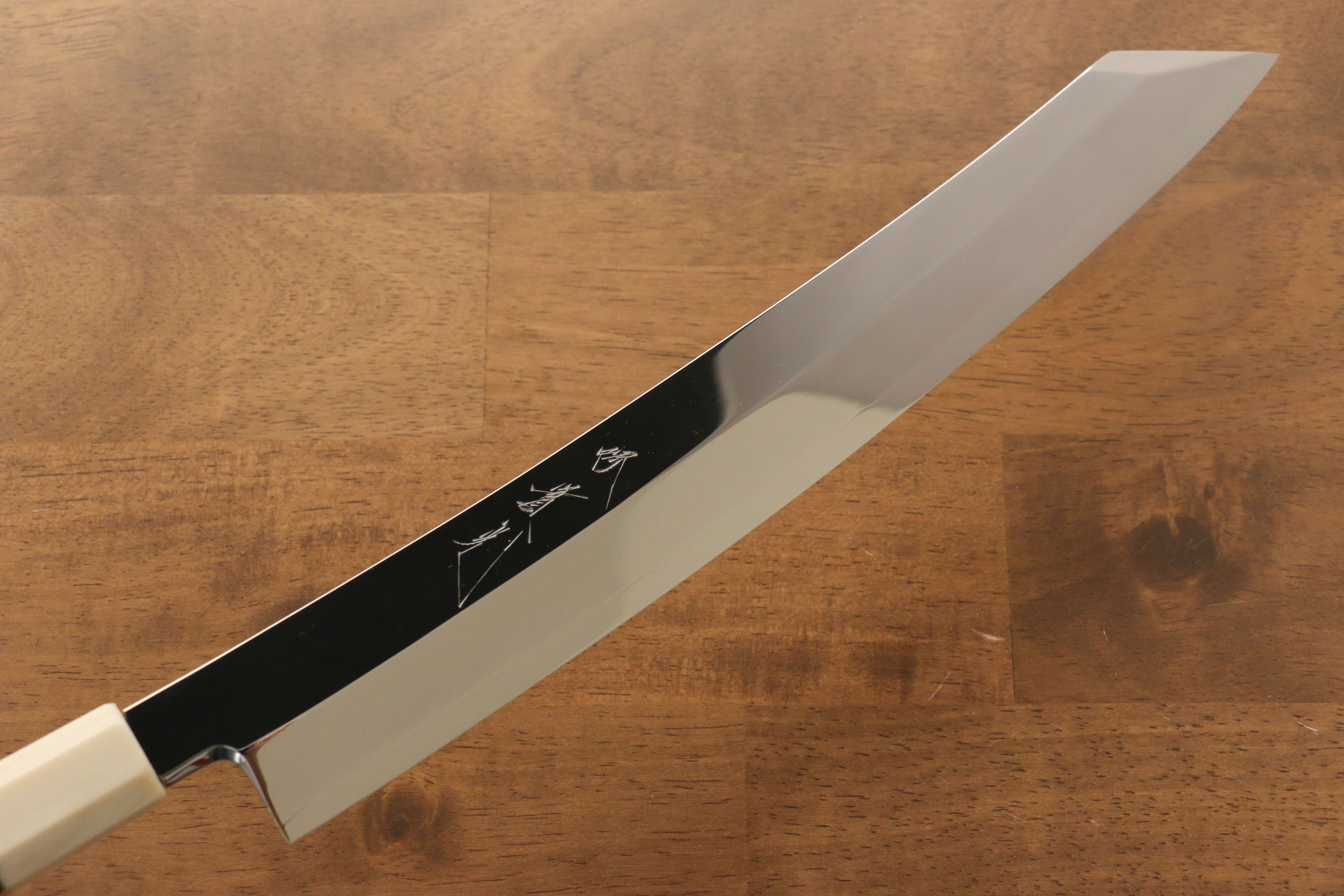Premium Jikko Silver Steel No.3 Kiritsuke Yanagiba Knife 300mm - Mirror Finish, Ebony Wood Handle with Ring - Perfect for Sushi Chefs & Japanese Cuisine Lovers