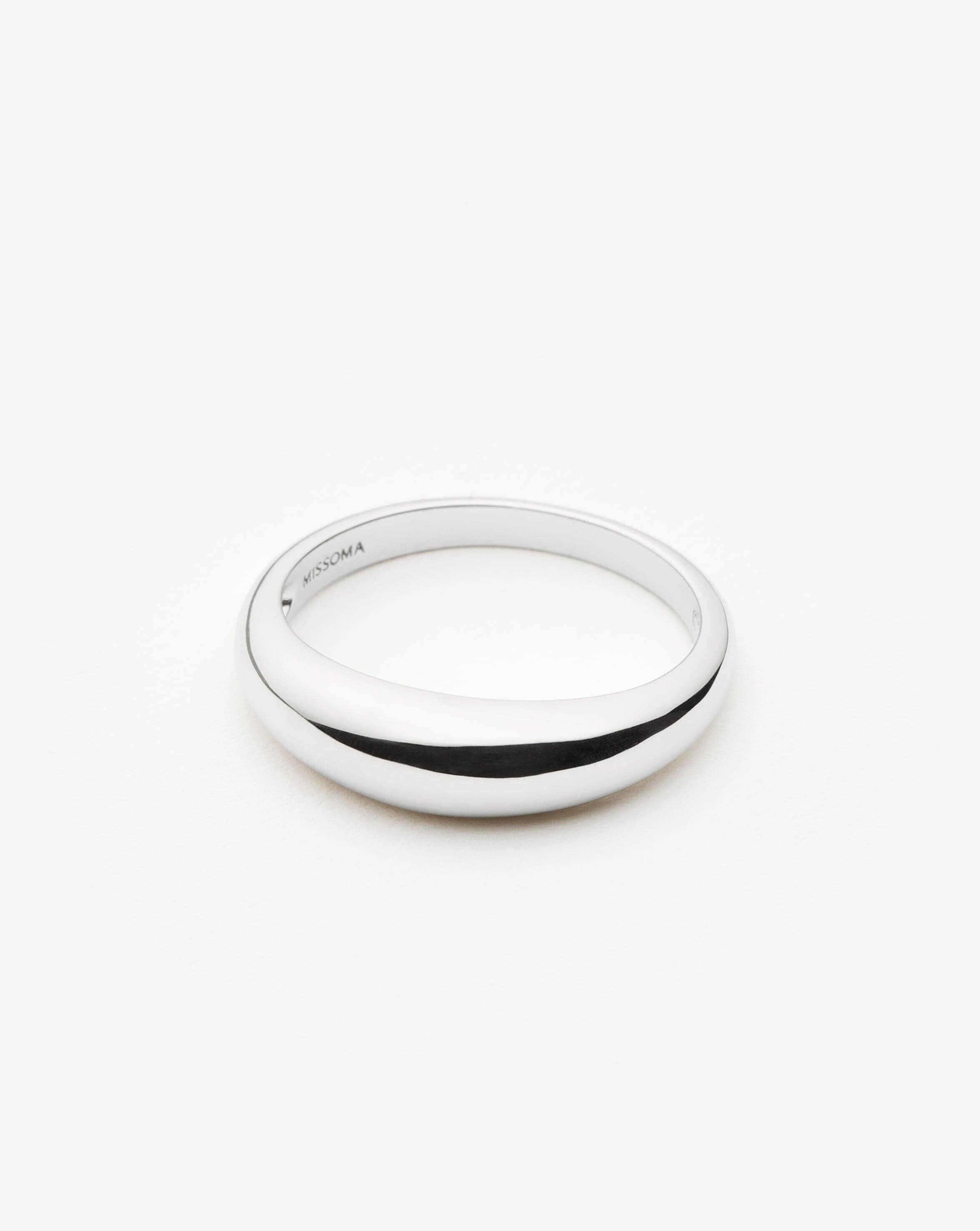 14K Solid White Gold Classic Dome Ring for Women - Elegant & Timeless Jewelry for Weddings, Anniversaries & Special Occasions