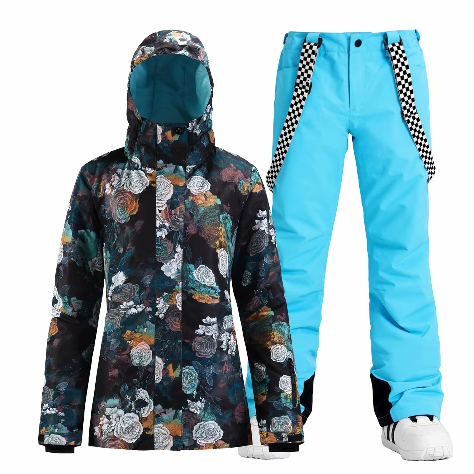 GSOU SNOW Women's Waterproof Ski Jacket & Pants Set - Windproof Insulated Snowsuit for Skiing & Snowboarding - Warm Winter Outerwear for Women (Perfect for Ski Resorts, Snow Sports & Cold Weather Activities)