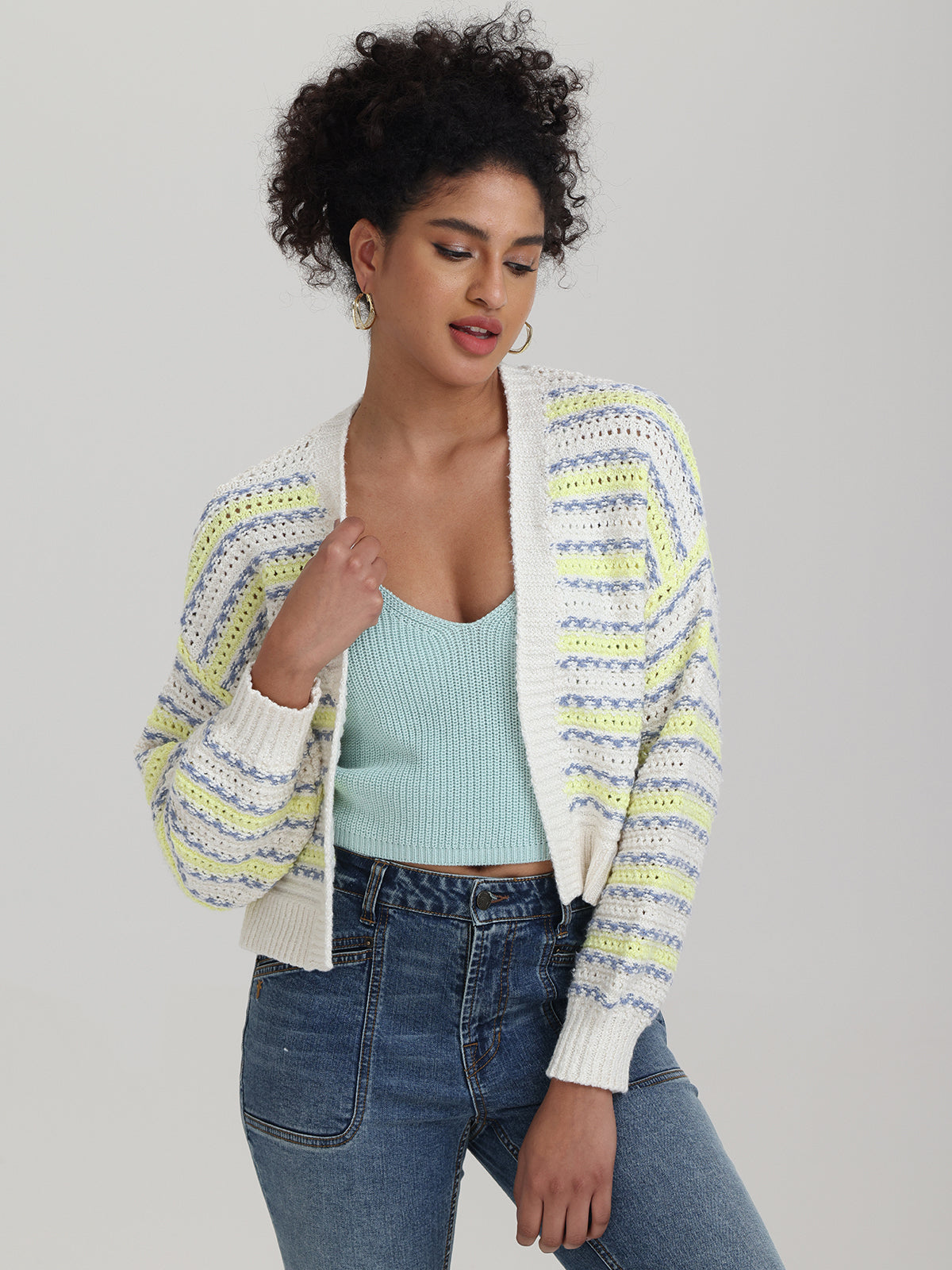 Zoe Crimped Mix Cardigan - Stylish Knit Sweater for Women | Cozy Fall & Winter Fashion | Perfect for Layering, Office Wear & Casual Outfits