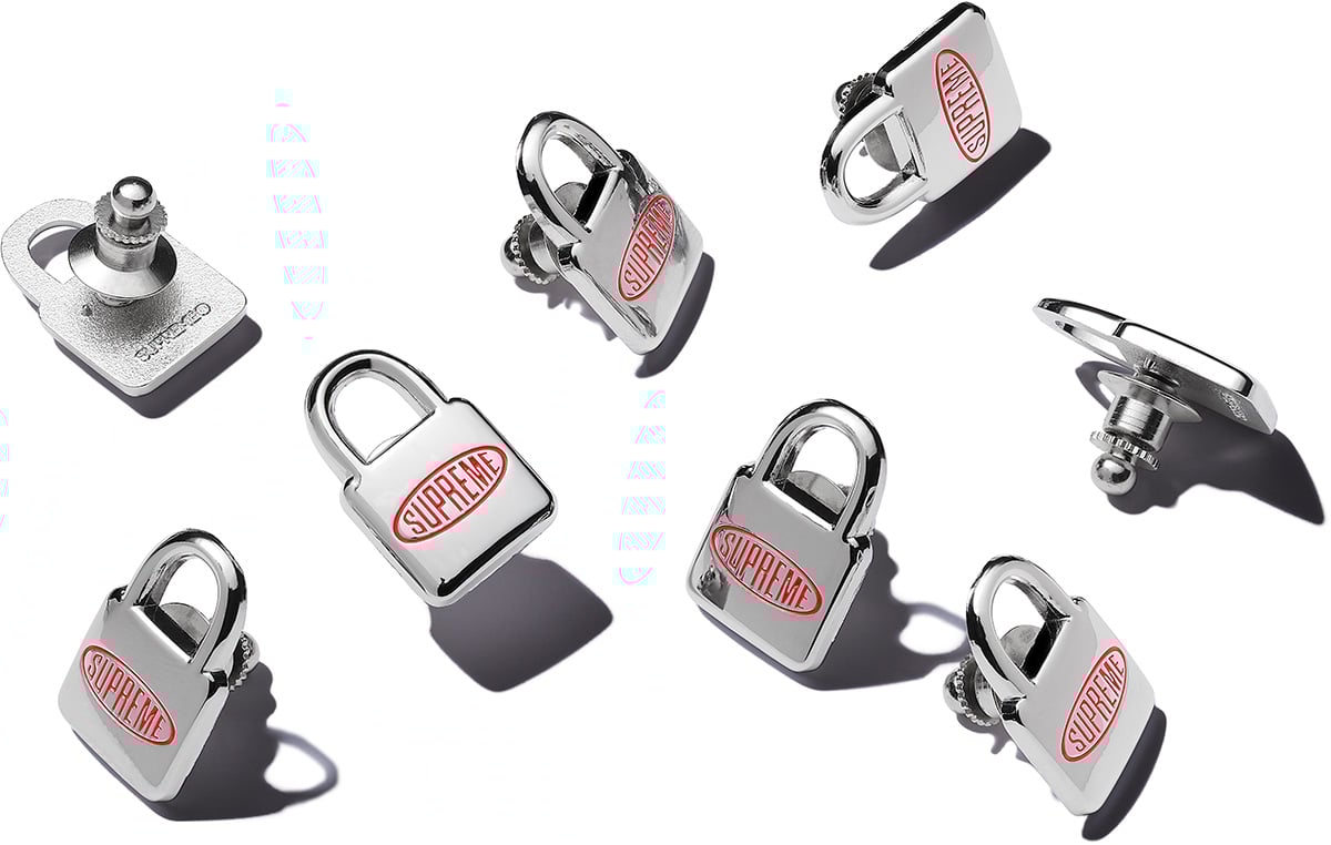 SUPREME 18FW Silver Lock Pin - Fashion Accessory for Jackets, Bags & Backpacks | Stylish & Durable Metal Fastener