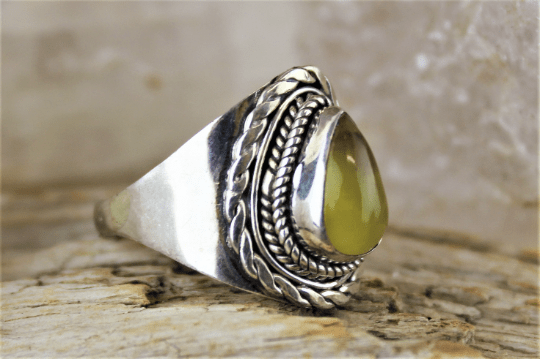 Natural Amber Ring Size 7 for Women - Handmade Baltic Amber Jewelry - Perfect for Healing, Meditation & Spiritual Gifts