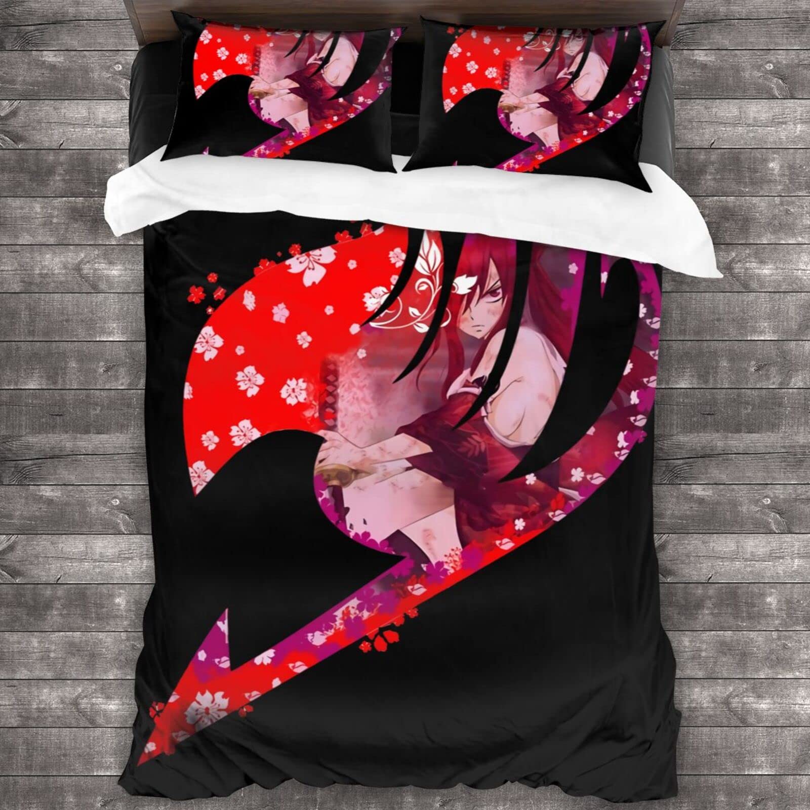 Fairy Tail Anime Bedding Set Full Size - 3 Piece Comforter Cover & Pillowcases for Kids, Boys, Girls - Soft Bedroom Decor - Perfect for Themed Rooms, Sleepovers, and Anime Fans