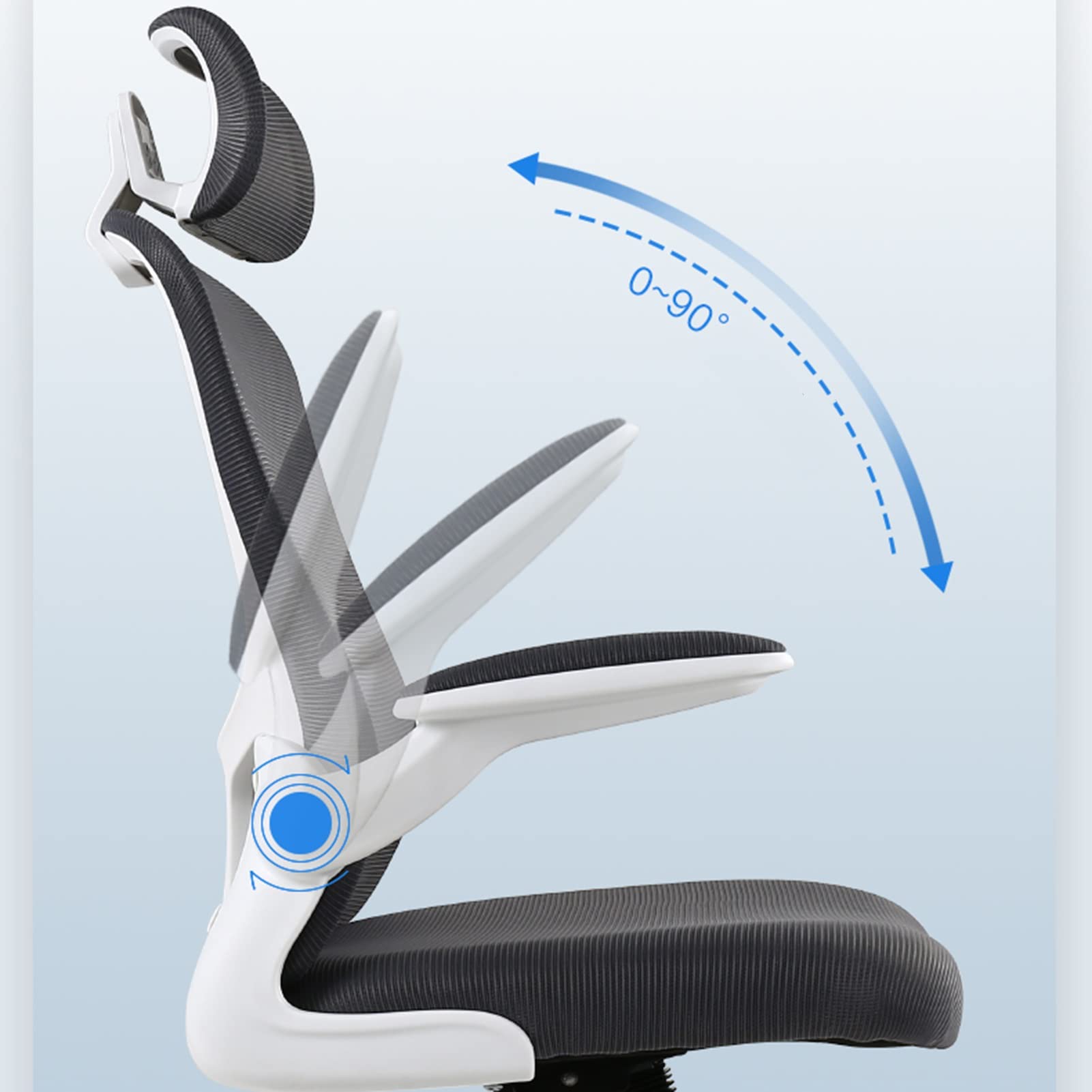 Ergonomic Home Office Chair - High Back Mesh Computer Chair with Lumbar Support & Tilt Function - Adjustable Height Gaming Chair for Adults & Kids - 150kg Weight Capacity - White - Perfect for Work, Study & Gaming