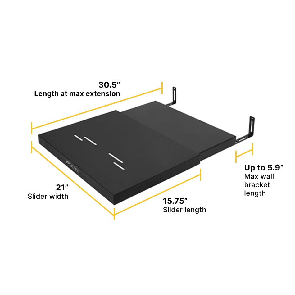 Adjustable UST Projector Sliding Tray for Ultra Short Throw Laser Projectors - Black Matte TV Stand Accessory for Home Theater & Office Presentations | Compatible with Any Entertainment Center | Easy Image Size Adjustment