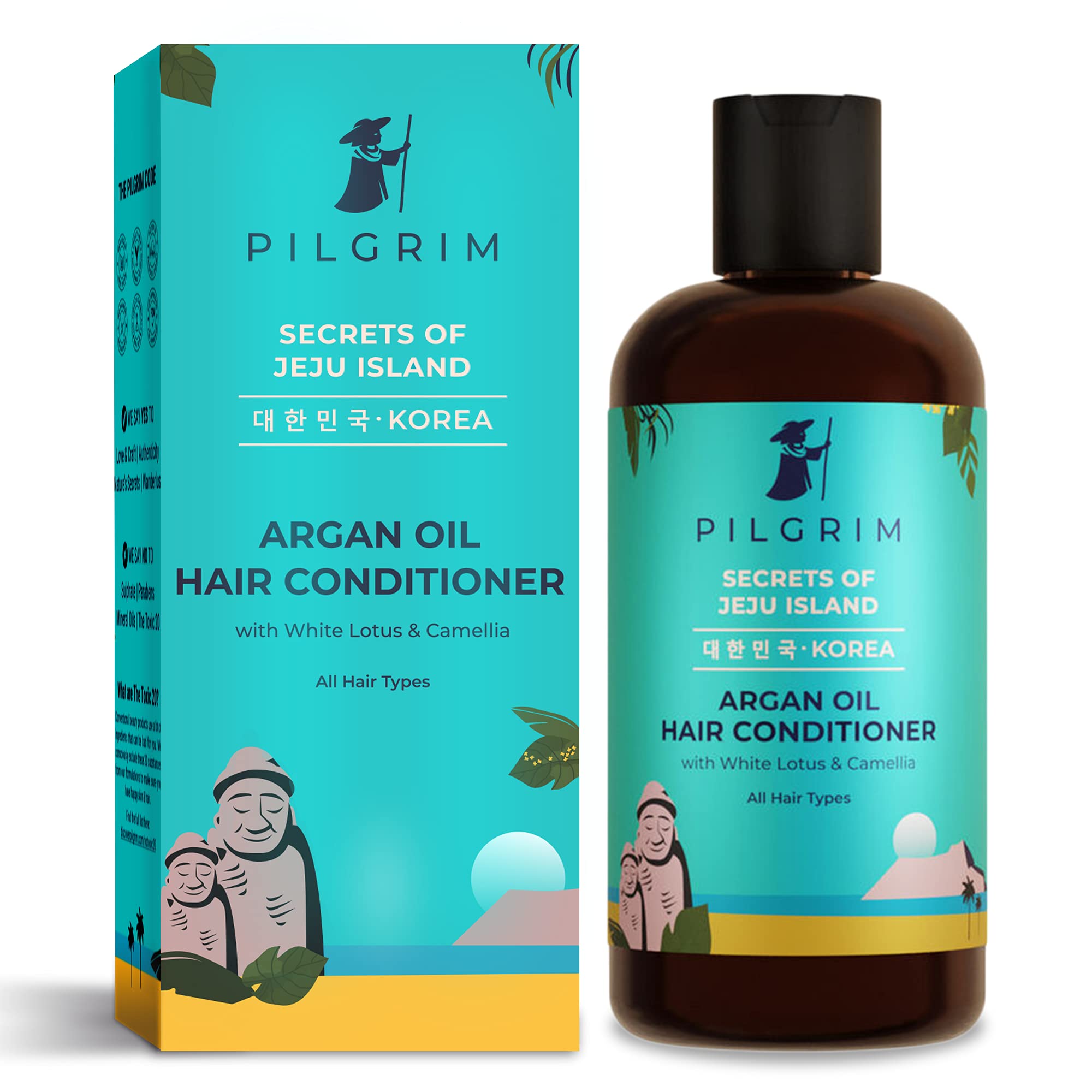 Pilgrim Korean Argan Oil Hair Conditioner with White Lotus & Camellia - Deep Nourishment for All Hair Types (Men & Women) - 200ml | Achieve Healthy, Bouncy & Shiny Hair | Korean Beauty Secret for Daily Hair Care & Salon-Like Treatment at Home