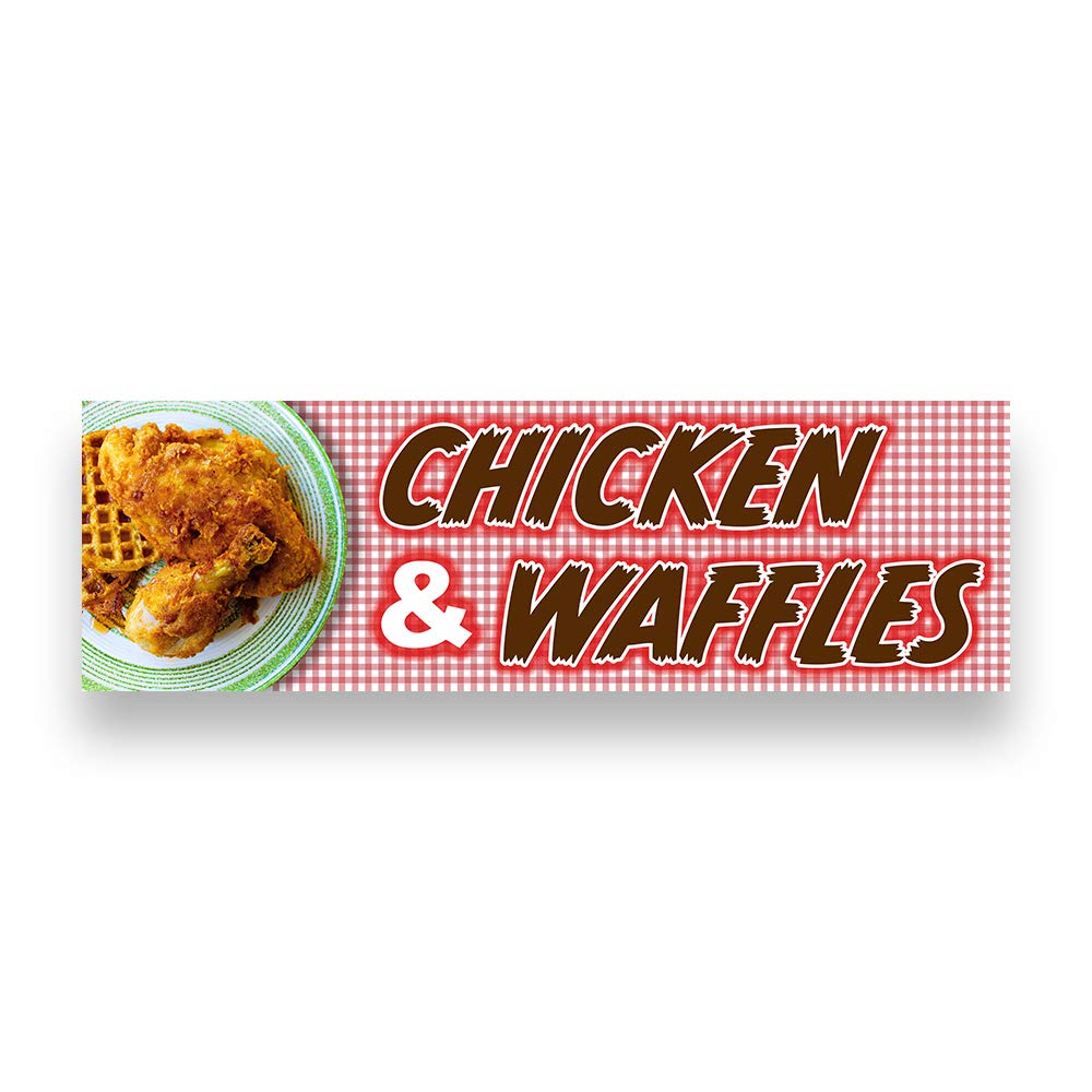 Chicken & Waffles Vinyl Banner - 30x96 Inch Medium Size Customizable for Restaurants, Cafes & Events | Durable Outdoor/Indoor Advertising Sign