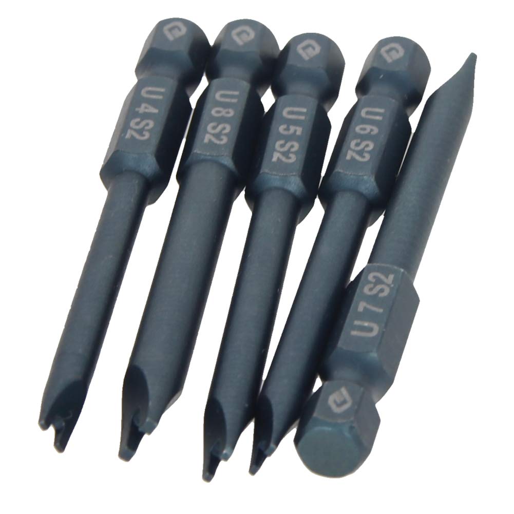 Utoolmart U Shape Screwdriver Bits Set - 5-Piece Magnetic U4 U5 U6 U7 U8 Screwdriver Kit with 1/4 Inch Hex Shank, 65mm S2 Steel Bits - Perfect for Electronics Repair, Furniture Assembly & DIY Home Improvement Projects