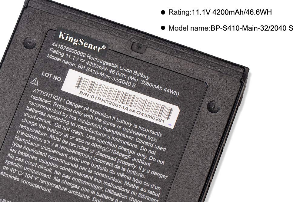 Getac S410 Semi-Rugged Notebook Battery Replacement - BP-S410-Main-32/2040S 11.1V 4200mAh Li-ion Battery for Business, Field Work & Outdoor Computing