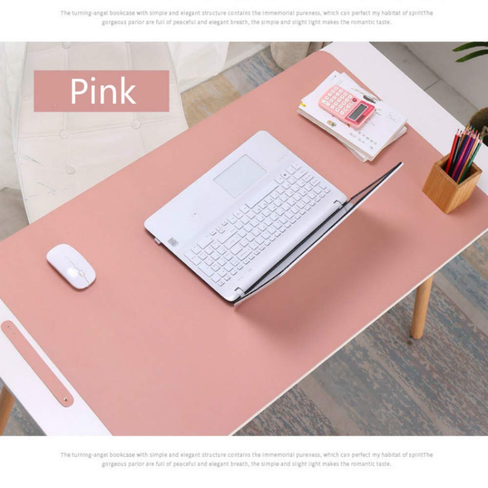 HUWOYMX Double-Sided Leather Desk Pad - 60x30cm Mouse Pad & Writing Surface for Office, Gaming & Study - Non-Slip Desktop Protector (Pink) | Perfect for Home Office, Computer Work & Online Classes