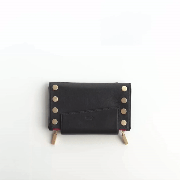 Levy Black & Brushed Gold Red Zip Wallet - Stylish Slim Bifold RFID Blocking Wallet for Men - Perfect for Everyday Use, Travel & Business