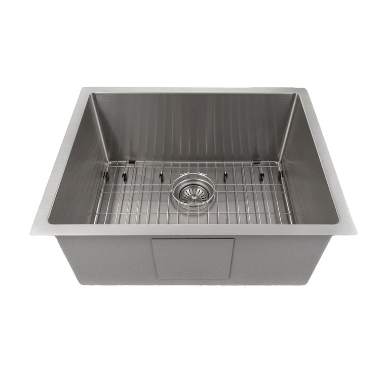 ZLINE Meribel 23-Inch Undermount Single Bowl Stainless Steel Kitchen Sink with Bottom Grid (SRS 23) - Perfect for Modern Kitchens, Dishwashing & Food Prep