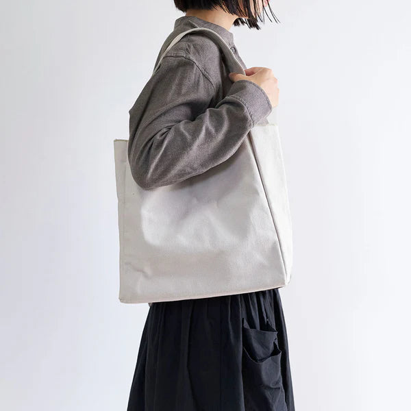 Kurashiki Hampu Canvas Tote Bag - Medium Size Bluish Gray | Japanese Cotton Tote Bag for Women | Eco-Friendly Shopping, Beach & Daily Use