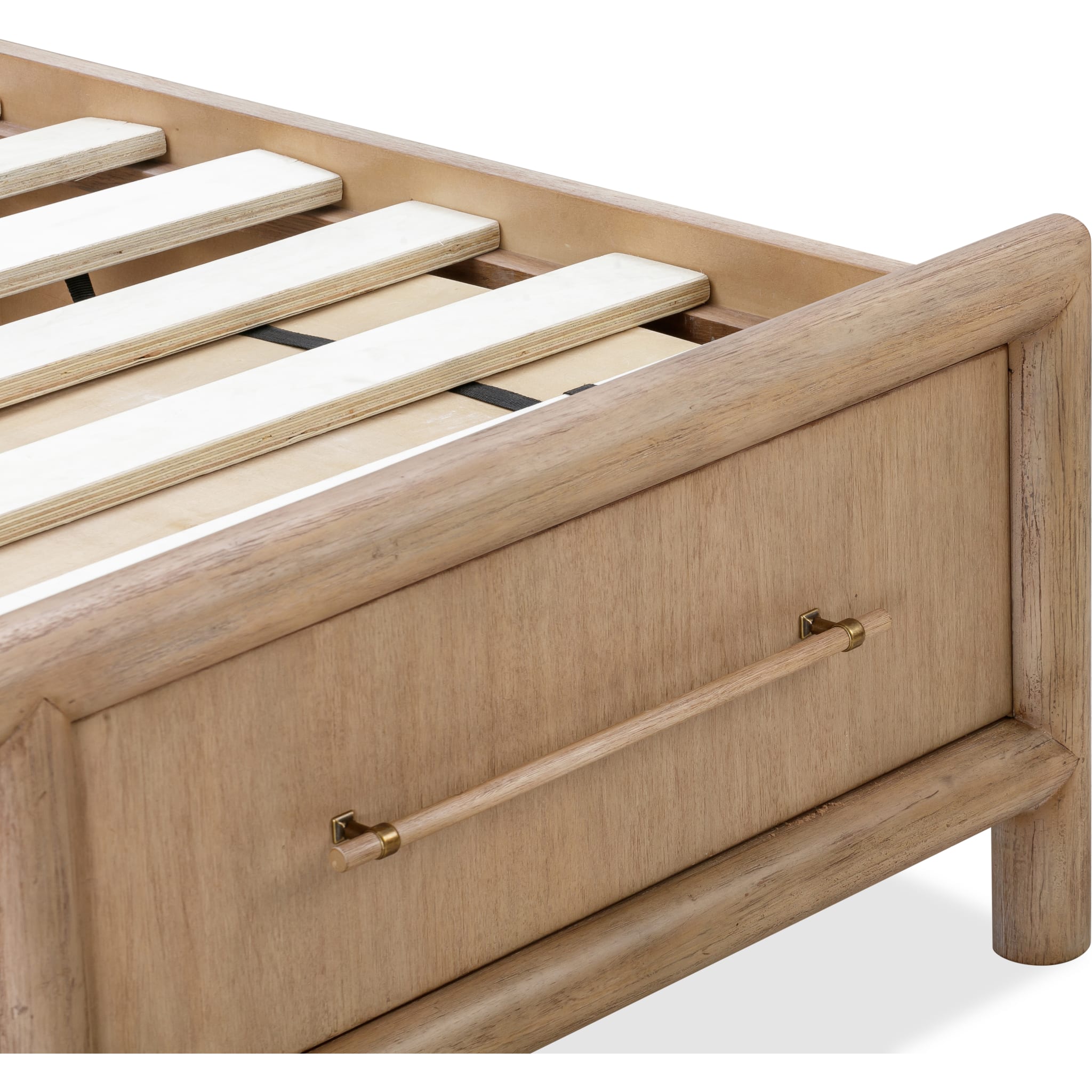 Dorsey Wooden Two Drawer Storage Bed in Granola - Modern Platform Bed Frame with Underbed Storage - Perfect for Small Bedrooms, Dorms & Apartments