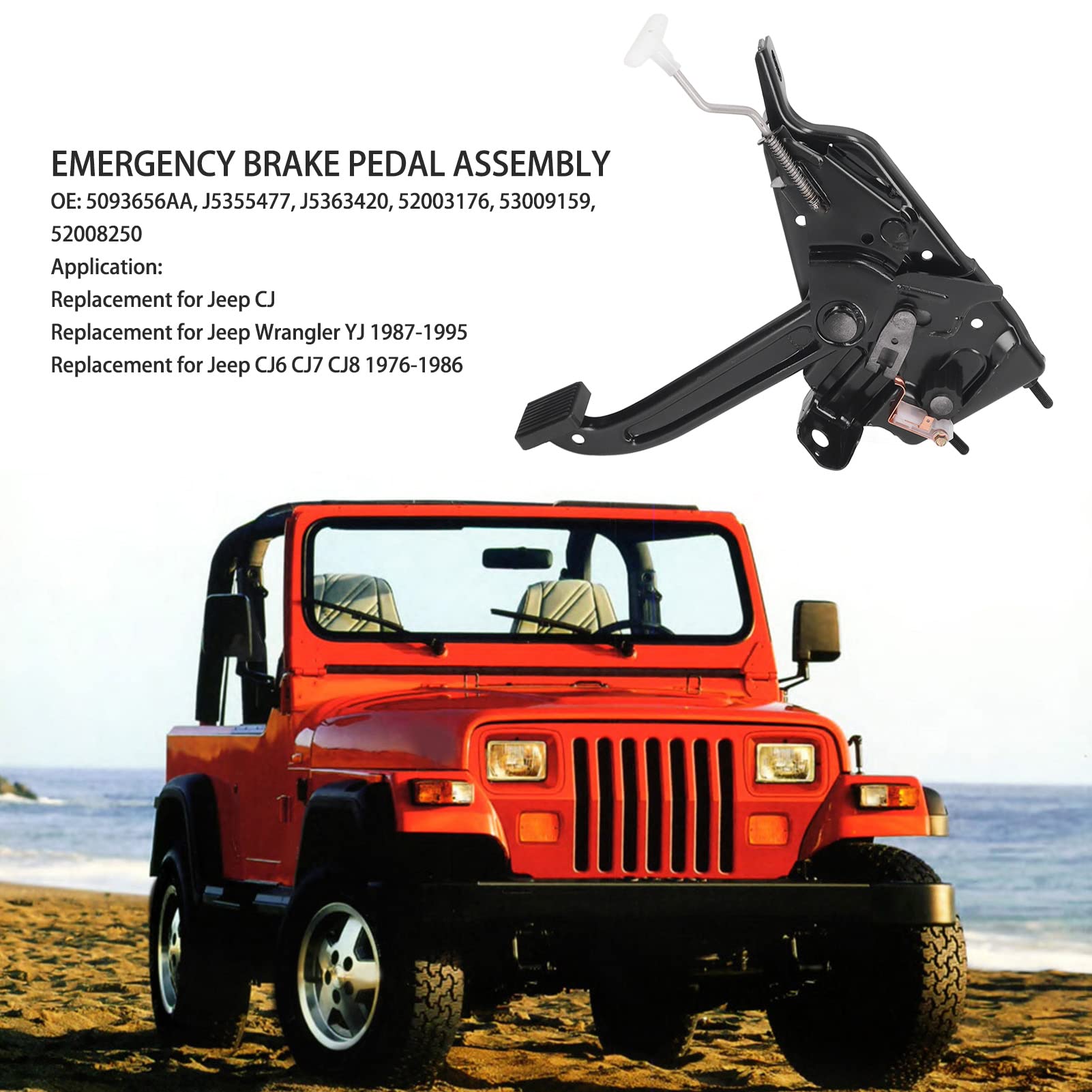 High Performance Parking Brake Lever Assembly - Metal Emergency Brake Pedal Replacement 5093656AA for Jeep YJ (1987-1995) | Durable & Reliable Off-Road & Street Use