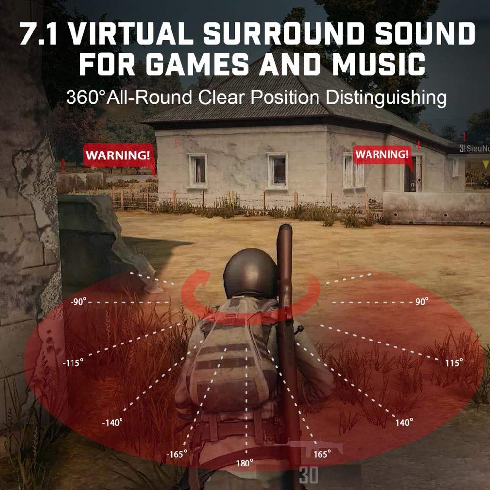 ADITAM 7.1 Virtual Surround Sound Gaming Headset with Noise Cancelling Mic - Wired Over-Ear Headphones for PC, Xbox, PS4 - Ultra Comfortable for Long Gaming Sessions & Online Meetings