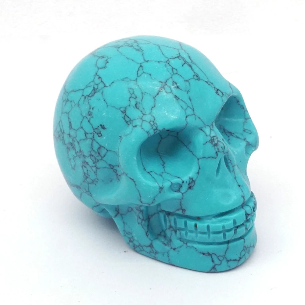 2 Pack Skull Statue Figurines - Natural Crystal Stone Chakra Healing Gemstone Sculpture for Home Decor, Halloween Party Decoration & Spiritual Gift (Perfect for Meditation Space, Yoga Room & Gothic Decor)