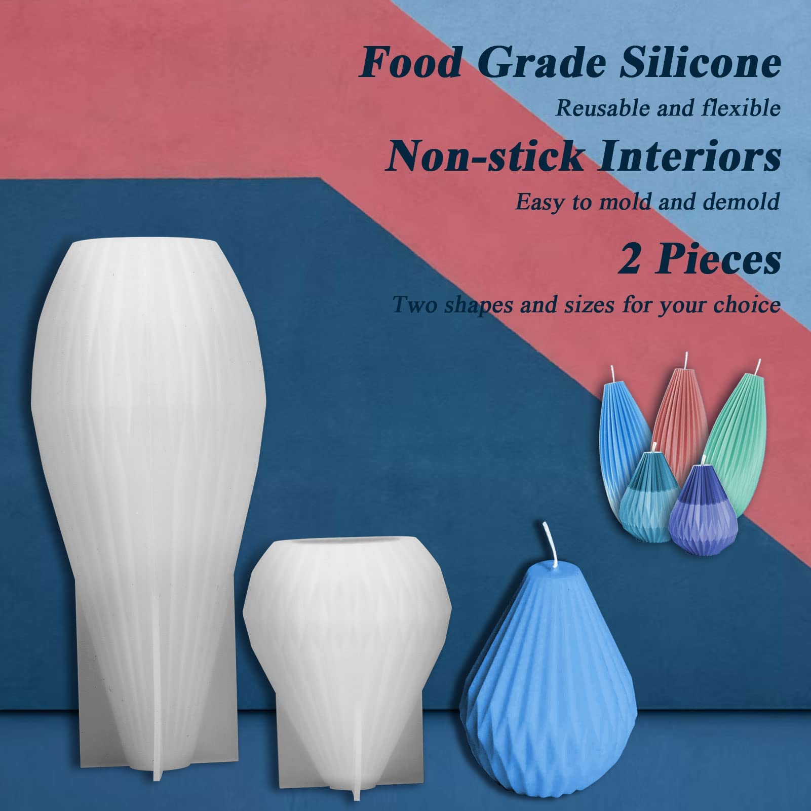 3D Geometric Pear Bottle Silicone Candle Molds for DIY Crafts - Tapered Texture Striped Wax & Aromatherapy Soap Making Molds | Perfect for Home Decor, Wedding Centerpieces, and Relaxing Spa Gifts