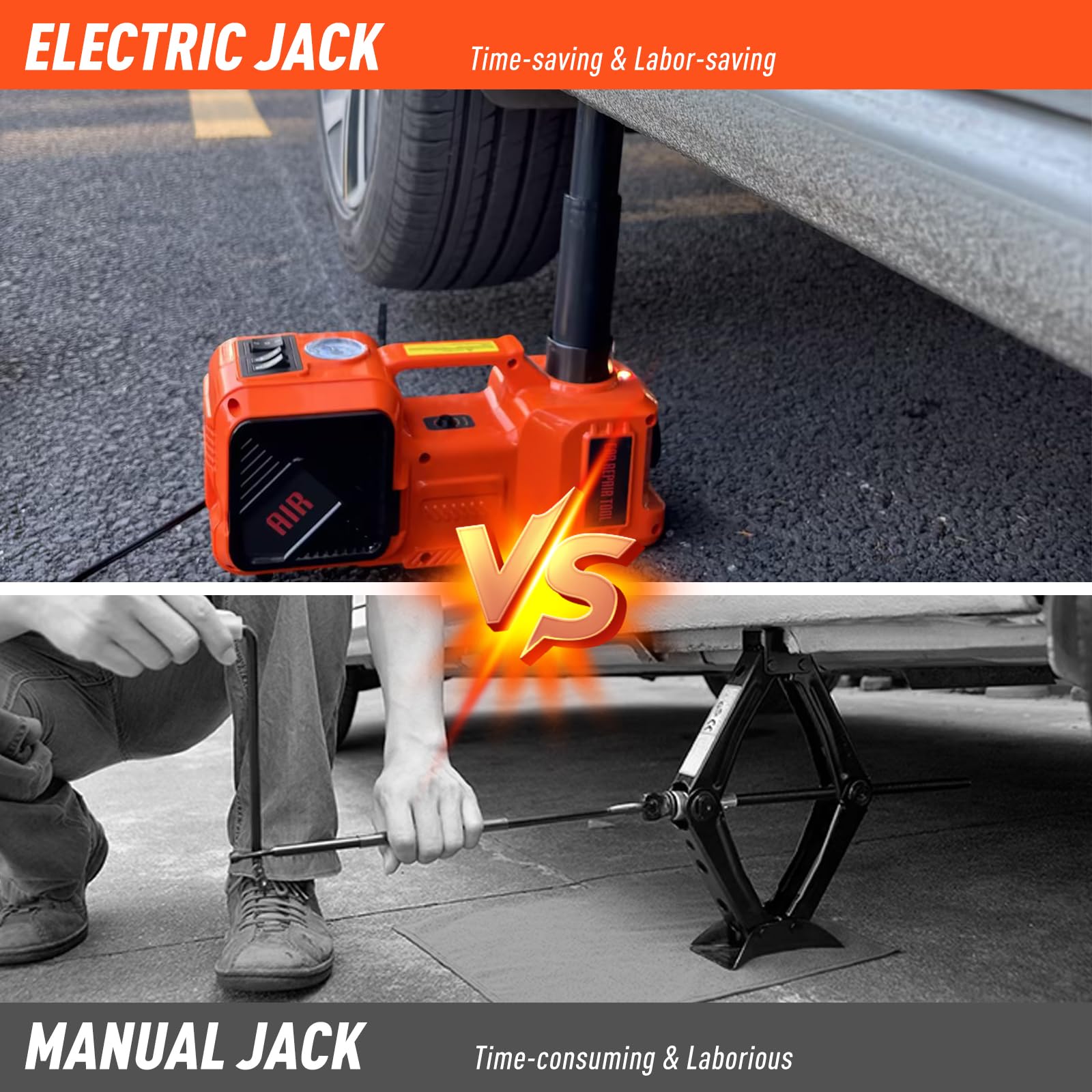 5 Ton Electric Hydraulic Car Jack Lift with Air Compressor & Impact Wrench - Heavy Duty Auto Lift for Sedans, SUVs, Trucks - Perfect for Tire Changes, Garage Repairs & Emergency Roadside Assistance