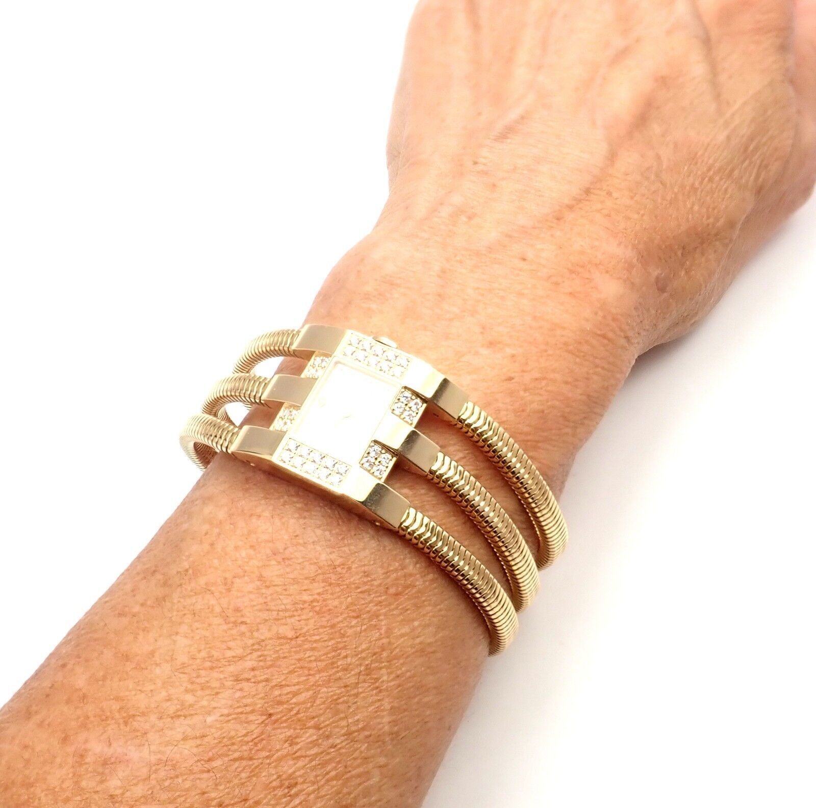 Authentic Van Cleef & Arpels 18k Gold Diamond Liane Bracelet Watch - Luxury Women's Jewelry for Special Occasions & Gifts