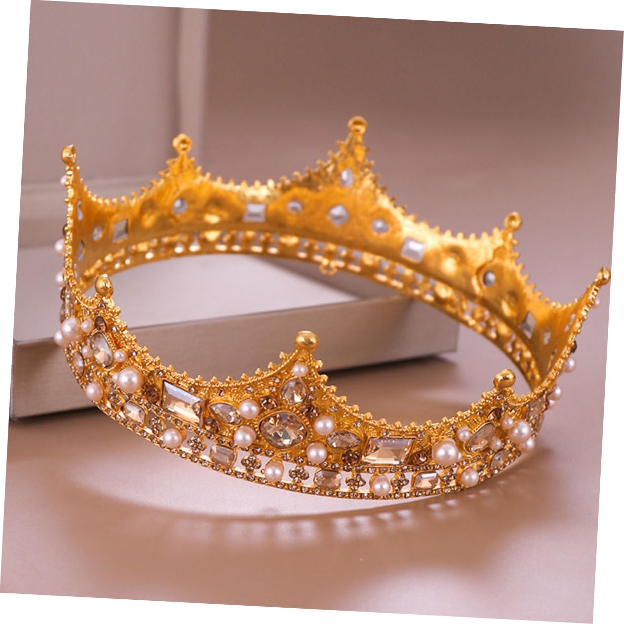 Beavorty Elegant Pearl Tiara Headpiece for Women - Bridal Crown with Rhinestones, Wedding Hair Accessories, Fairy Tiara for Bride, Perfect for Weddings, Prom, Pageants & Special Occasions