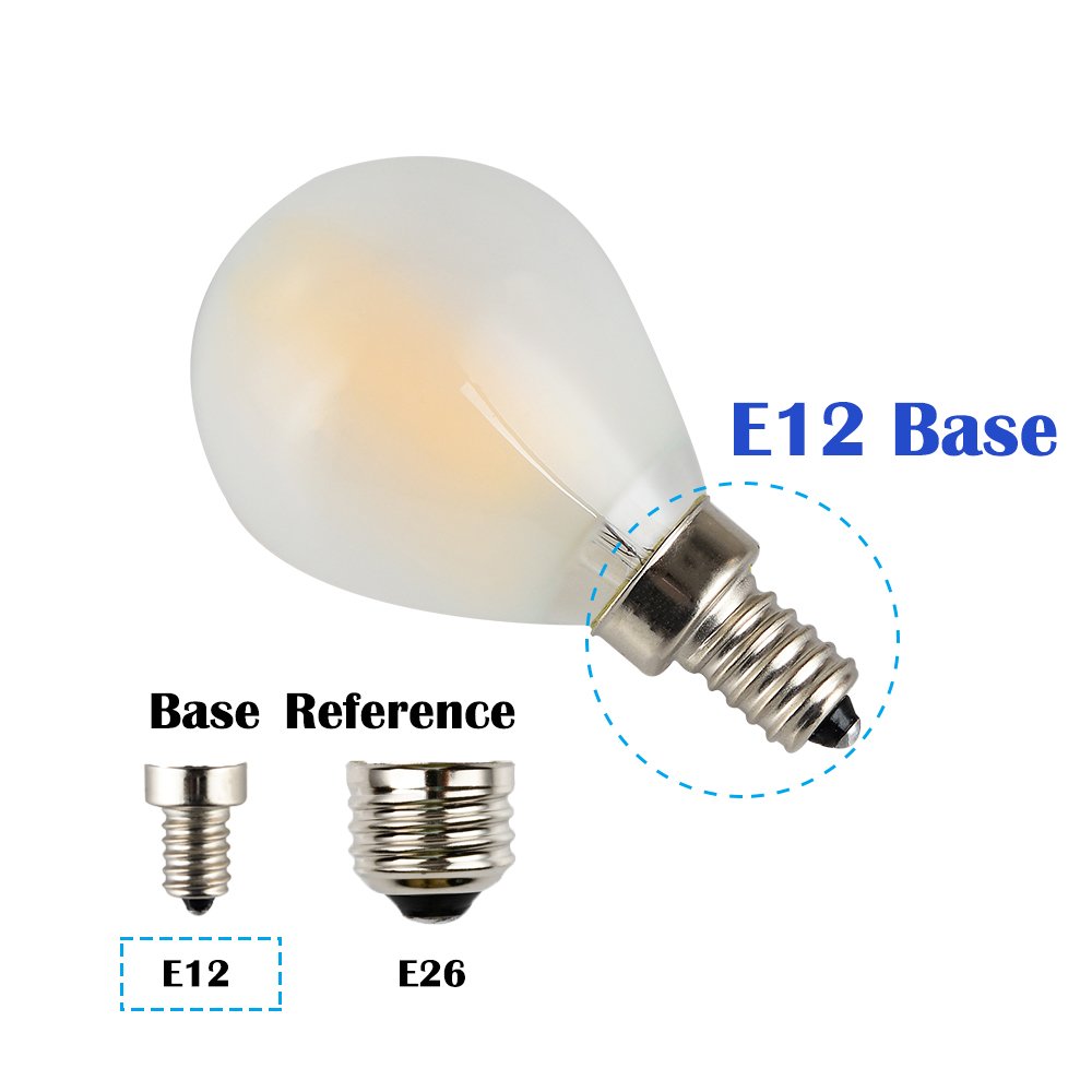 G45 (G14) Style Small Globe LED Filament Bulb - Dimmable 4W 400LM Warm White Light - E12 Candelabra Base - Frosted Glass - 6 Pack - Perfect for Chandeliers, Wall Sconces & Vintage Lighting Fixtures