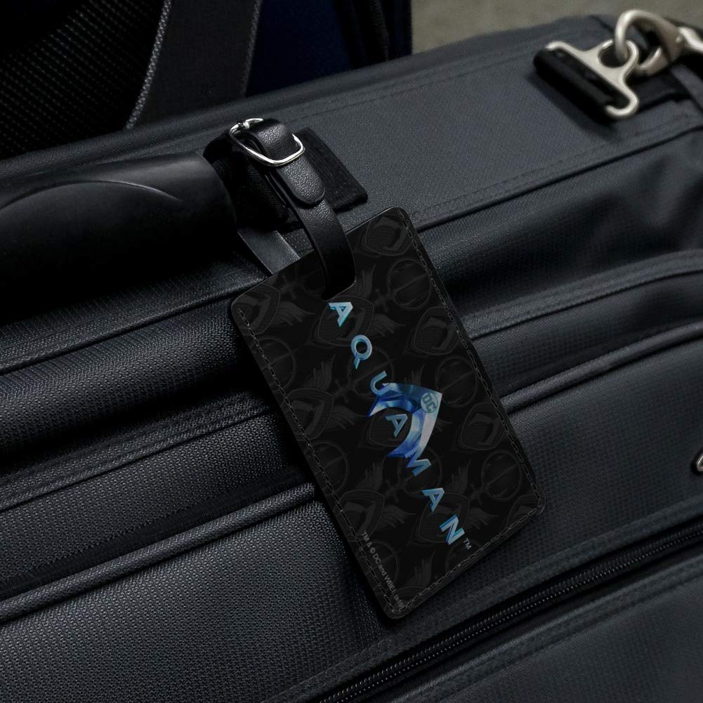 Aquaman Movie Logo Rectangle Leather Luggage Tag - Durable Carry-On ID Tag for Suitcases, Backpacks & Travel Bags | Perfect for Superhero Fans & Travel Enthusiasts