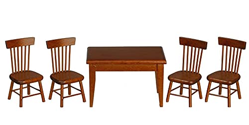 Miniature Walnut Kitchen Table and Chair Set for Dollhouse - Handcrafted 1:12 Scale Furniture - Perfect for Dollhouse Decor, DIY Projects, and Collectors
