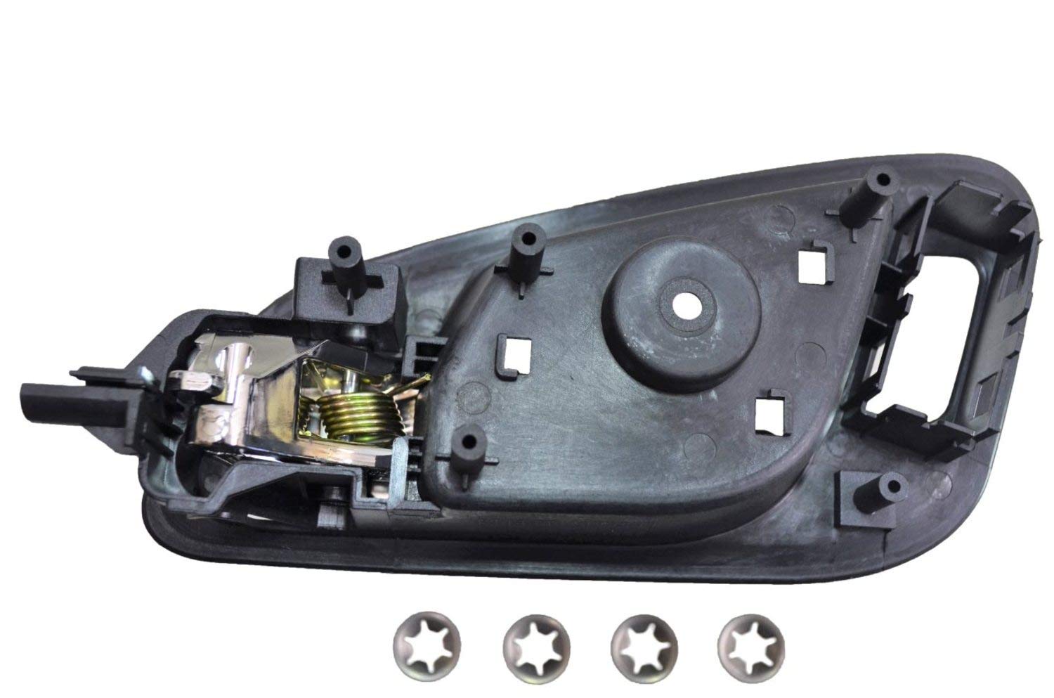 GM-2566MA-QP Chrome & Black Interior Door Handle Set of 4 - Power Lock Hole Compatible - Front/Rear Left/Right Replacement for GM Vehicles | Perfect for Car Door Repair & Restoration Projects