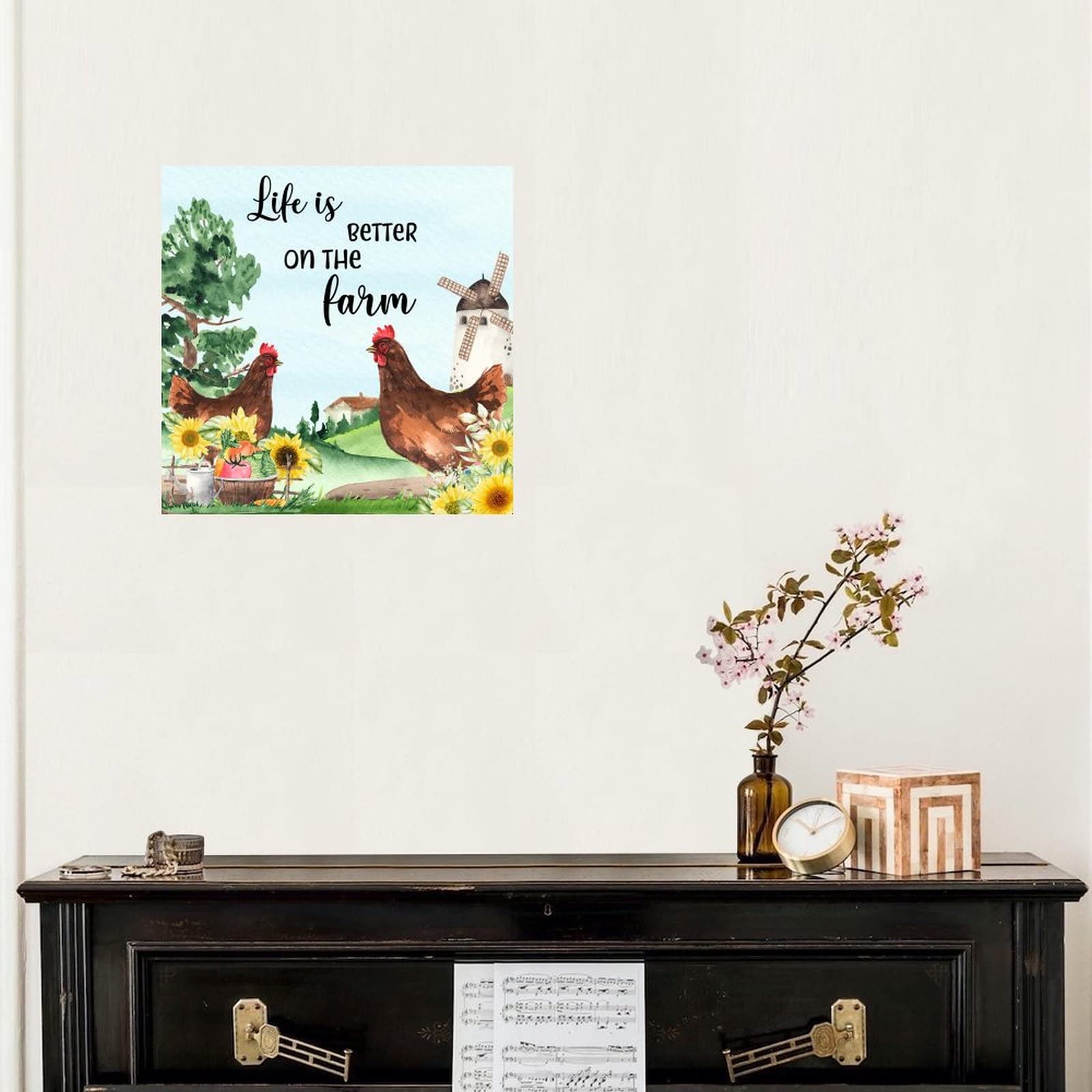 Funny Rooster Chicken Farm Animal Wall Decal Stickers - Vinyl Quote Decals for Home, Kitchen & Office Decor - Perfect for Family Rooms, Coffee Mugs & Farmhouse Style Walls