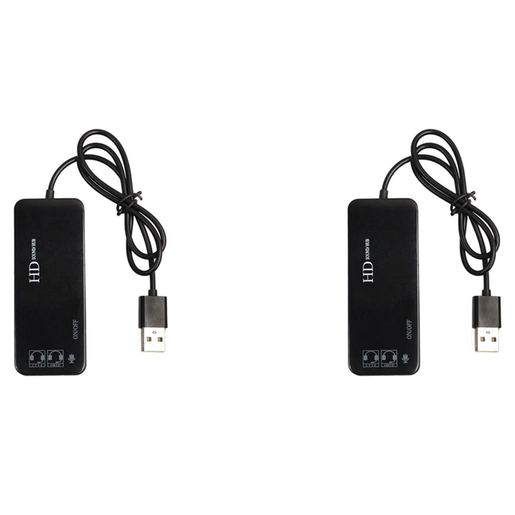 Daweglop 2-Port USB 2.0 Hub with 7.1 Channel Sound Card - External USB Audio Adapter for PC Headset & Microphone (Black) | Perfect for Gaming, Streaming & Video Conferencing