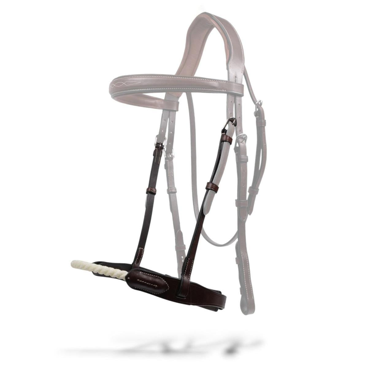 AJR Rope Noseband for Horses - Adjustable Leather Noseband for English Riding, Dressage & Show Jumping - Perfect for Equestrian Training and Competition