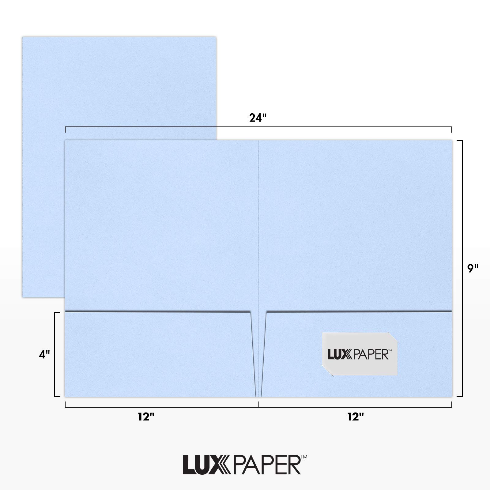 9 x 12 Premium Presentation Folders - 100 lb. Baby Blue Cardstock with 2 Pockets - Holds Standard 8.5 x 11 Documents - Ideal for Business, School & Office Use - Professional Reports, Brochures, Presentations - 50 Pack (Light Blue)