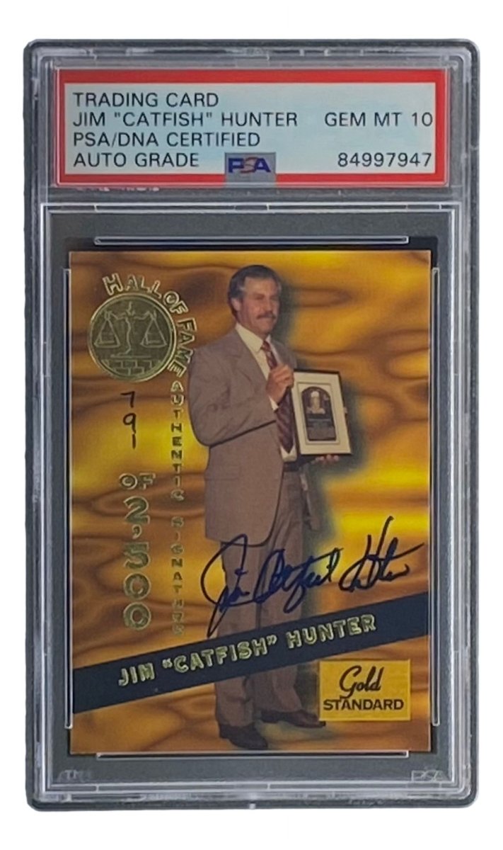 Jim Catfish Hunter Autographed 1994 Sig Rookies #HOF15 PSA/DNA Certified Gem Mint 10 Trading Card - Perfect for Baseball Memorabilia Collectors & Sports Fans Display