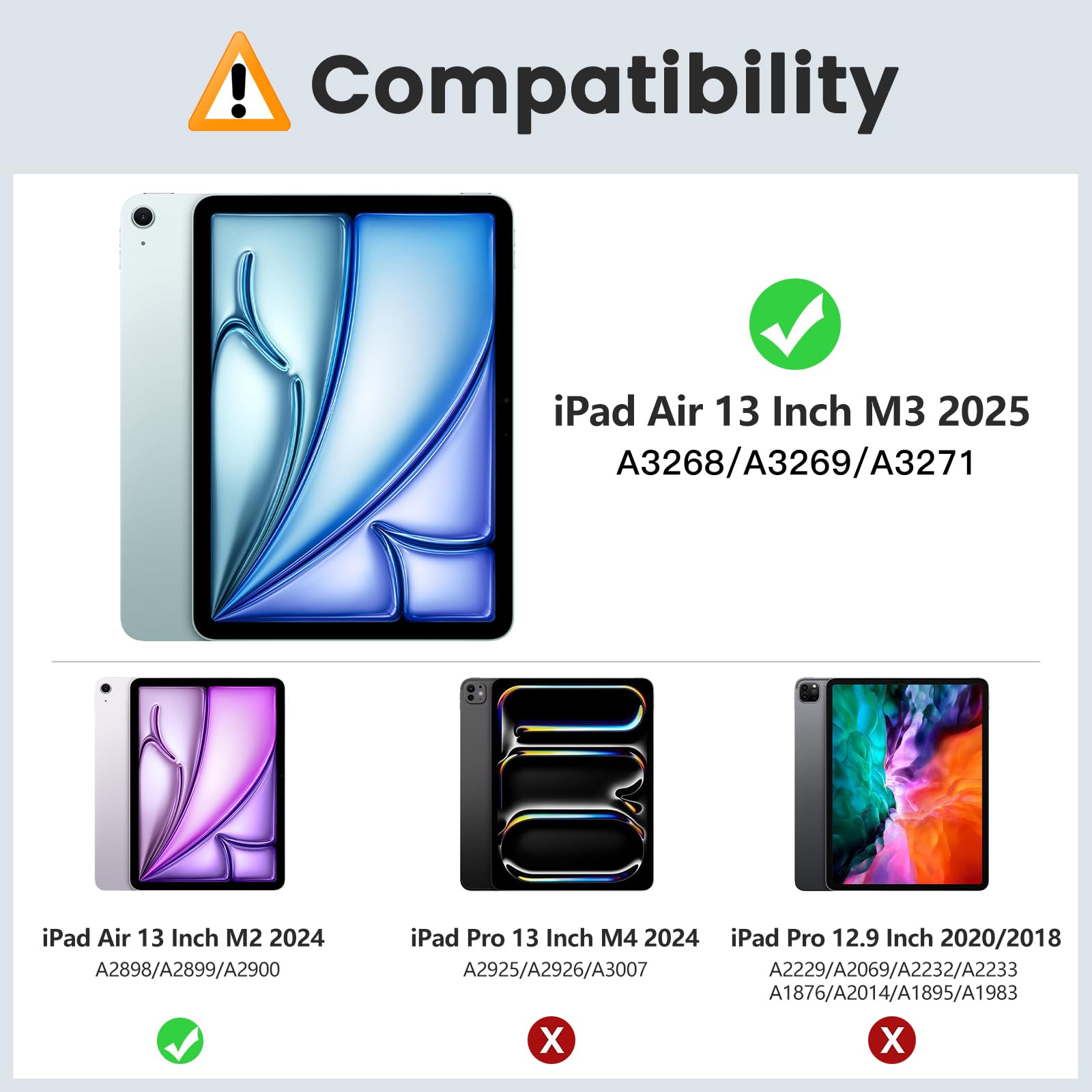MoKo iPad Air 13 Inch Case (2025 M3 & 2024 M2 Models) - Protective Cover with Built-in Screen Protector, Pencil Holder, Magnetic Multi-Angle Stand & Clear Back Design in Navy Blue - Perfect for Work, Study and Travel