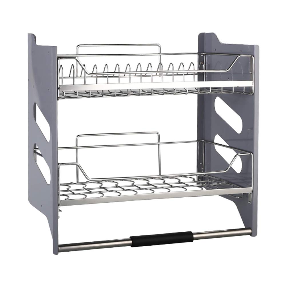 304 Stainless Steel Pull-Down Cabinet Lift Basket with Damping - Kitchen Storage Organizer for Spices, Utensils & Small Appliances | Space-Saving Under Cabinet Rack for Easy Access