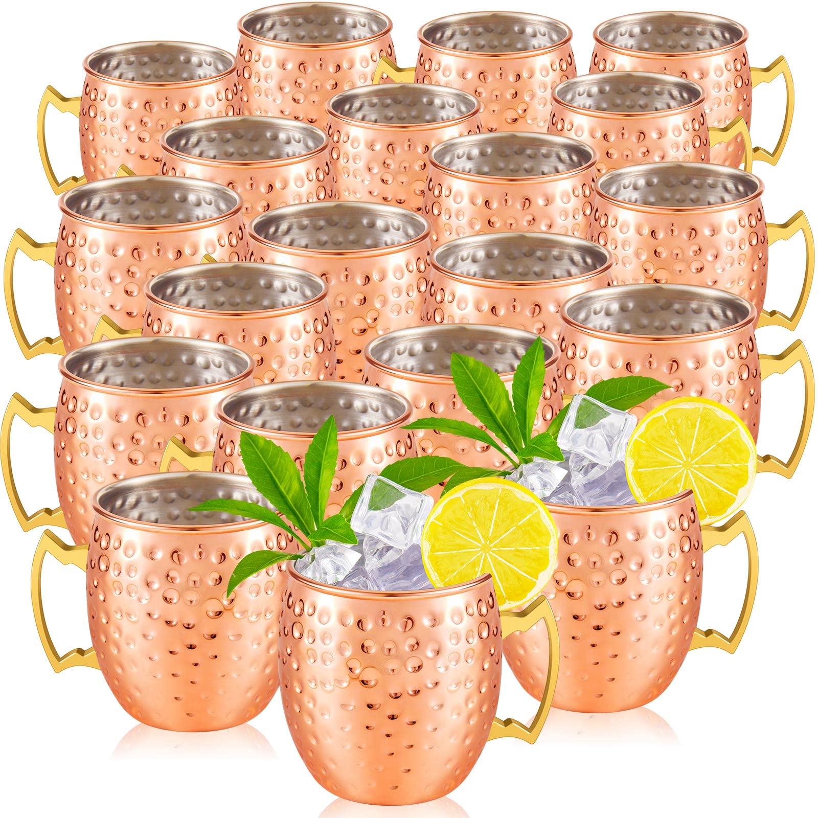 30-Pack Moscow Mule Mugs - 19oz Hammered Copper Cups with Stainless Steel Lining & Gold Brass Handles - Perfect for Cocktails, Coffee, Wine - Ideal for Weddings, Bars, and Home Entertaining (Rose Gold)