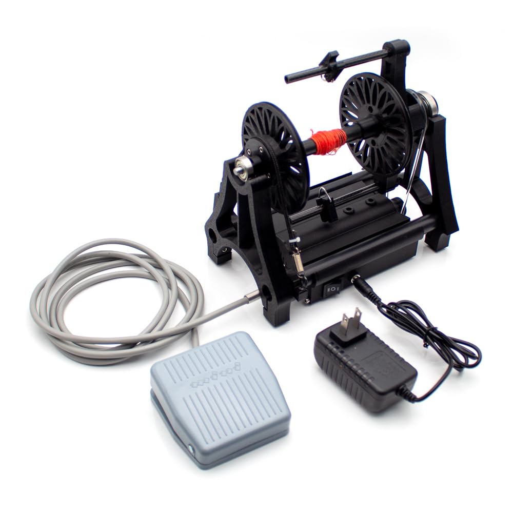 iDili AC 100-240V 1800rpm Electric Wool Spinning Wheel with Foot Pedal - Mini Cotton Silk Fiber Spinning Machine for Home Crafting, DIY Yarn Making & Hand Spinning Projects