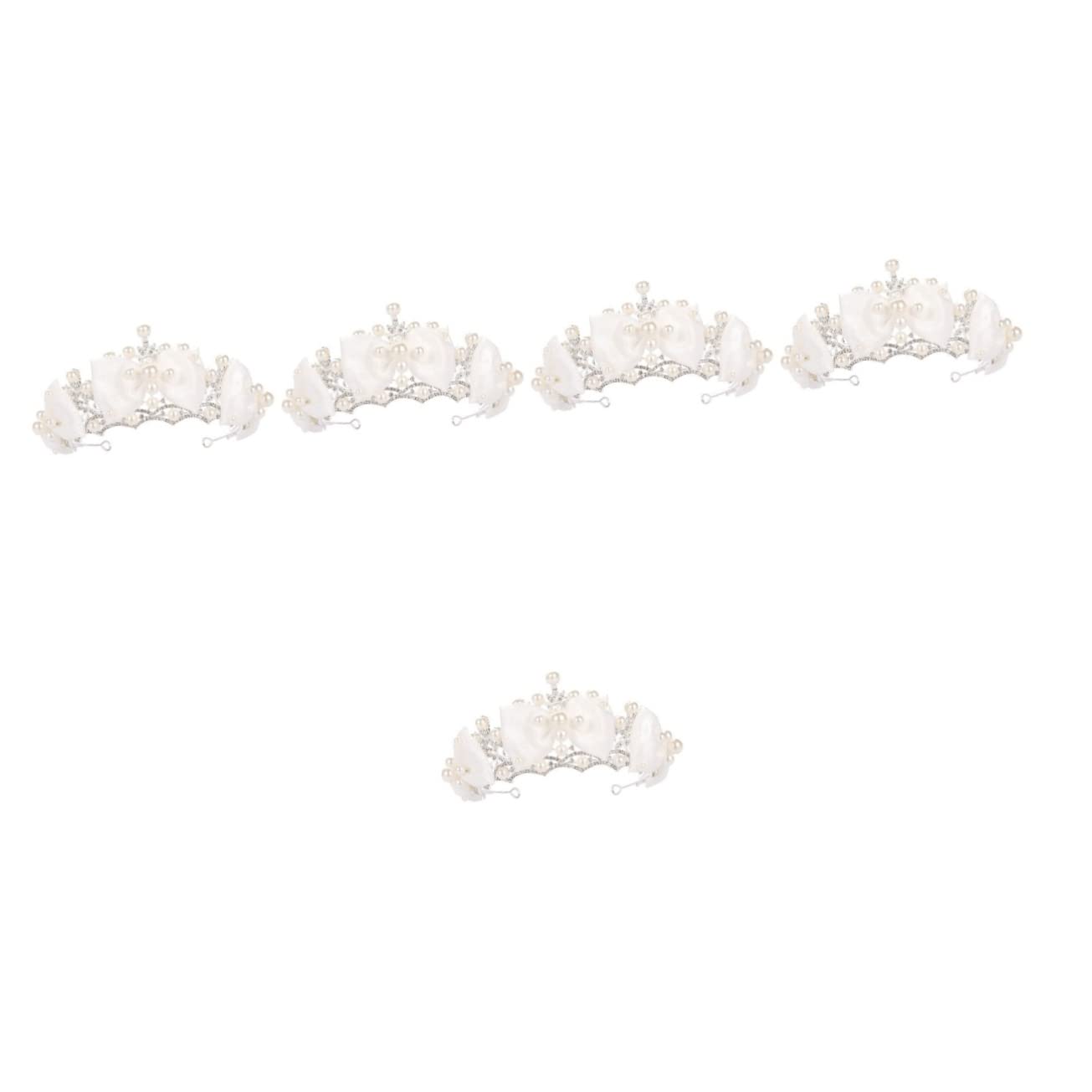 FRCOLOR 2pcs Bridal Crown Hair Accessories - Pearl Headpiece & Lace Headband for Women, Alloy Tiara for Bride Wedding Headdress (Perfect for Bridal Shower, Bachelorette Party & Wedding Ceremony)