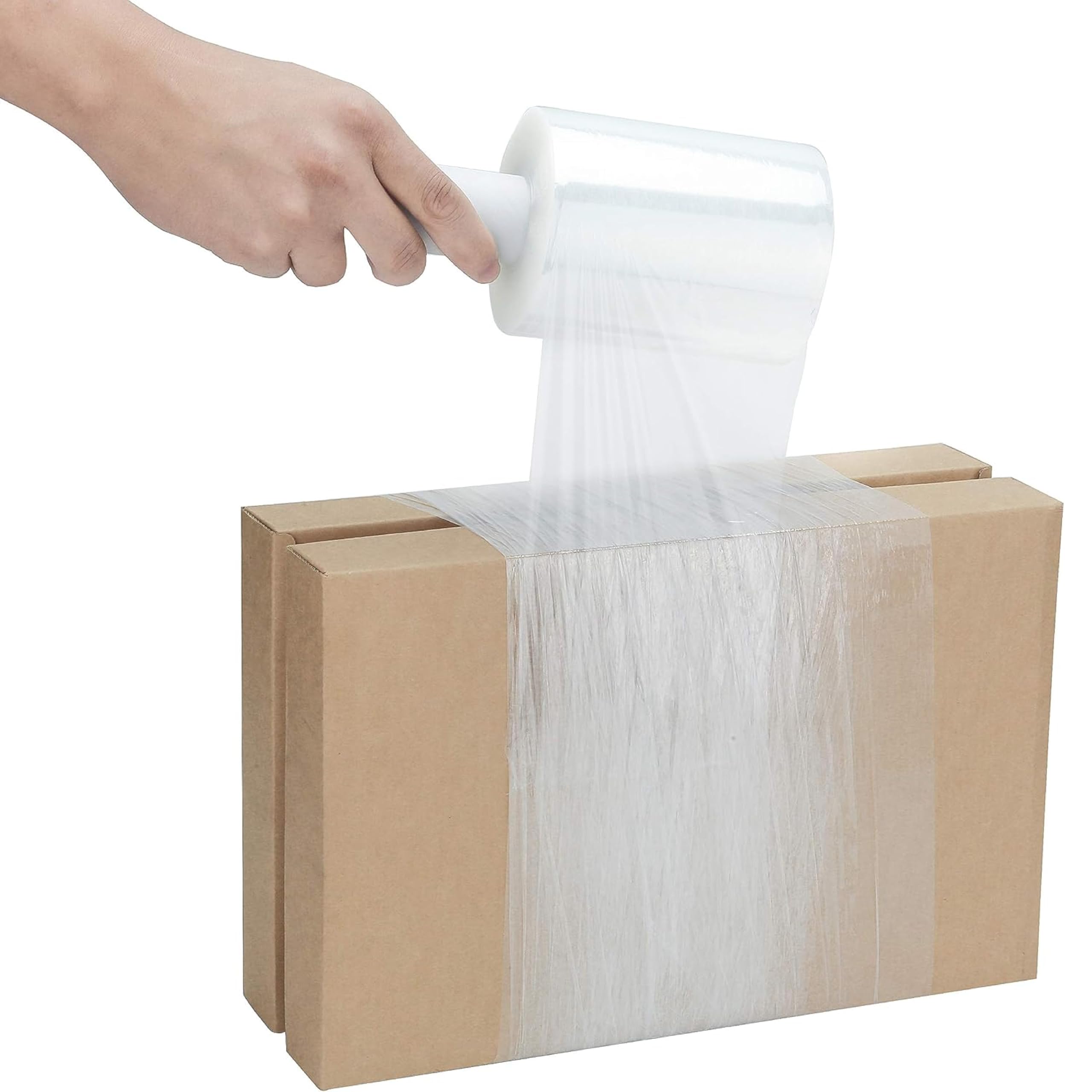 24 Pack Mini Stretch Wrap with Handles for Packing & Moving - 4 Inch x 1000 Feet Durable Clear Plastic Roll, 80 Gauge - Ideal for Home Moving, Warehouse Storage & Pallet Wrapping