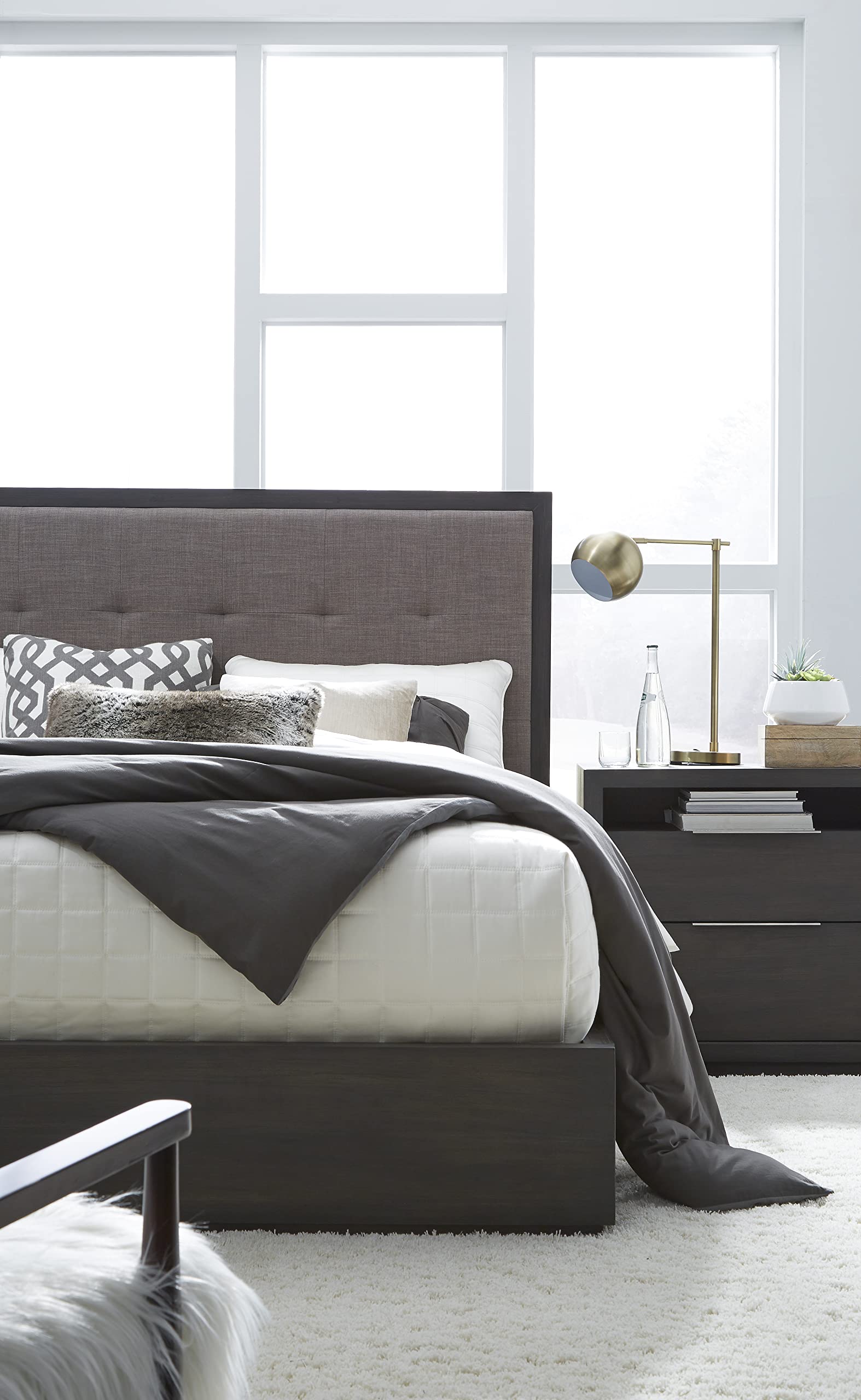 Modus Furniture Solid Wood King Size Platform Bed Frame - Oxford Dolphin Finish | Sturdy & Elegant for Modern Bedroom Decor