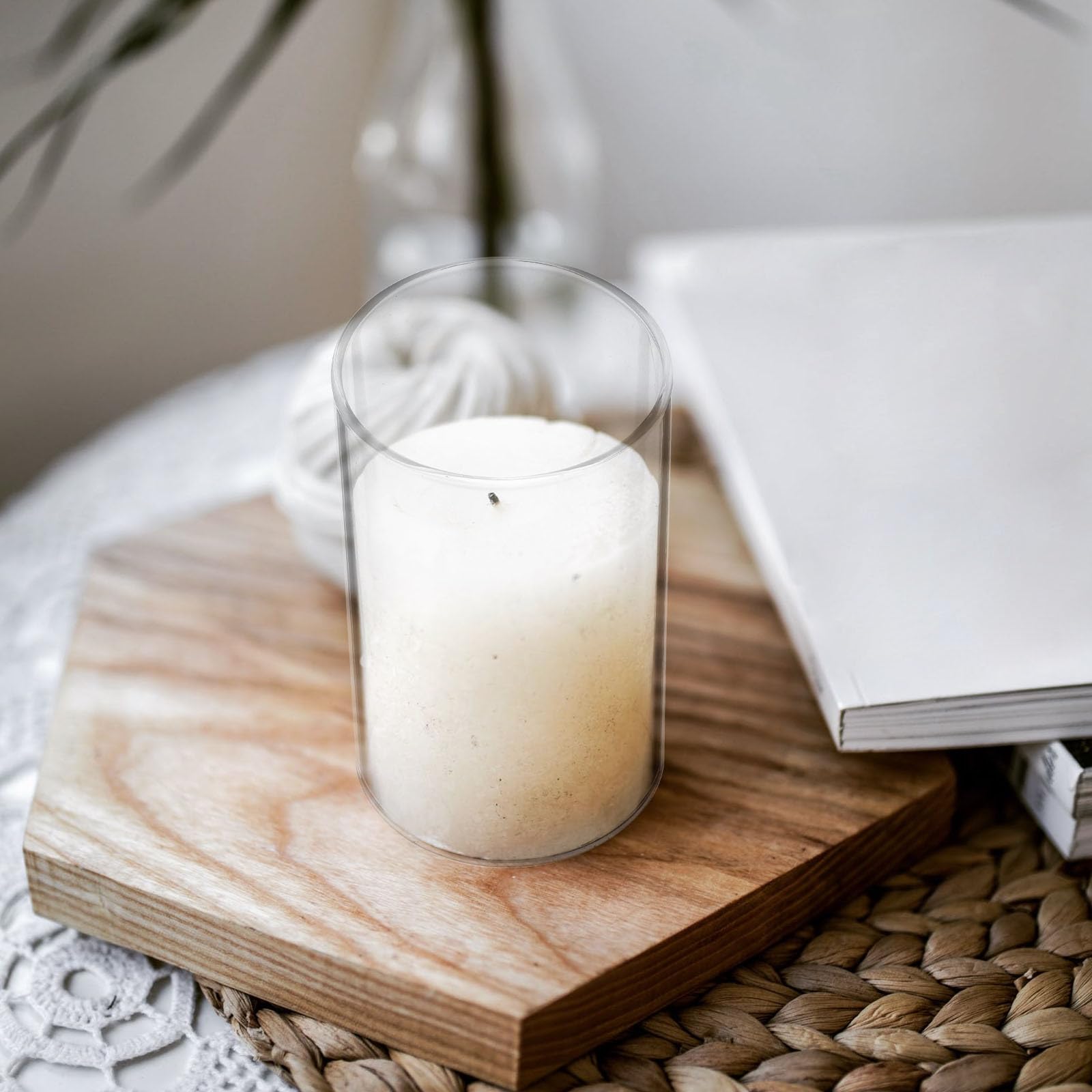 4PCS Clear Glass Hurricane Candle Holders for Wedding & Party Decor