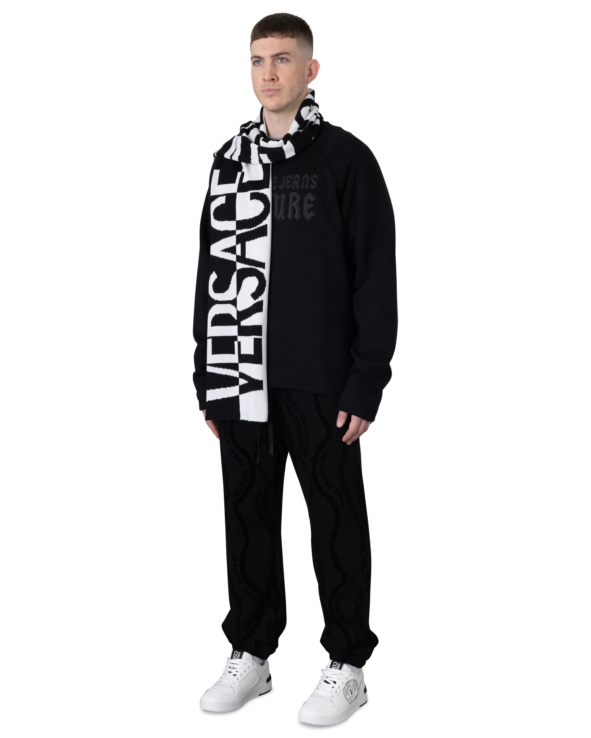 Fashionable Asymmetrical Logo Two-Tone Scarf - Soft Winter Accessory for Women & Men - Perfect for Office, Travel and Cold Weather Outfits
